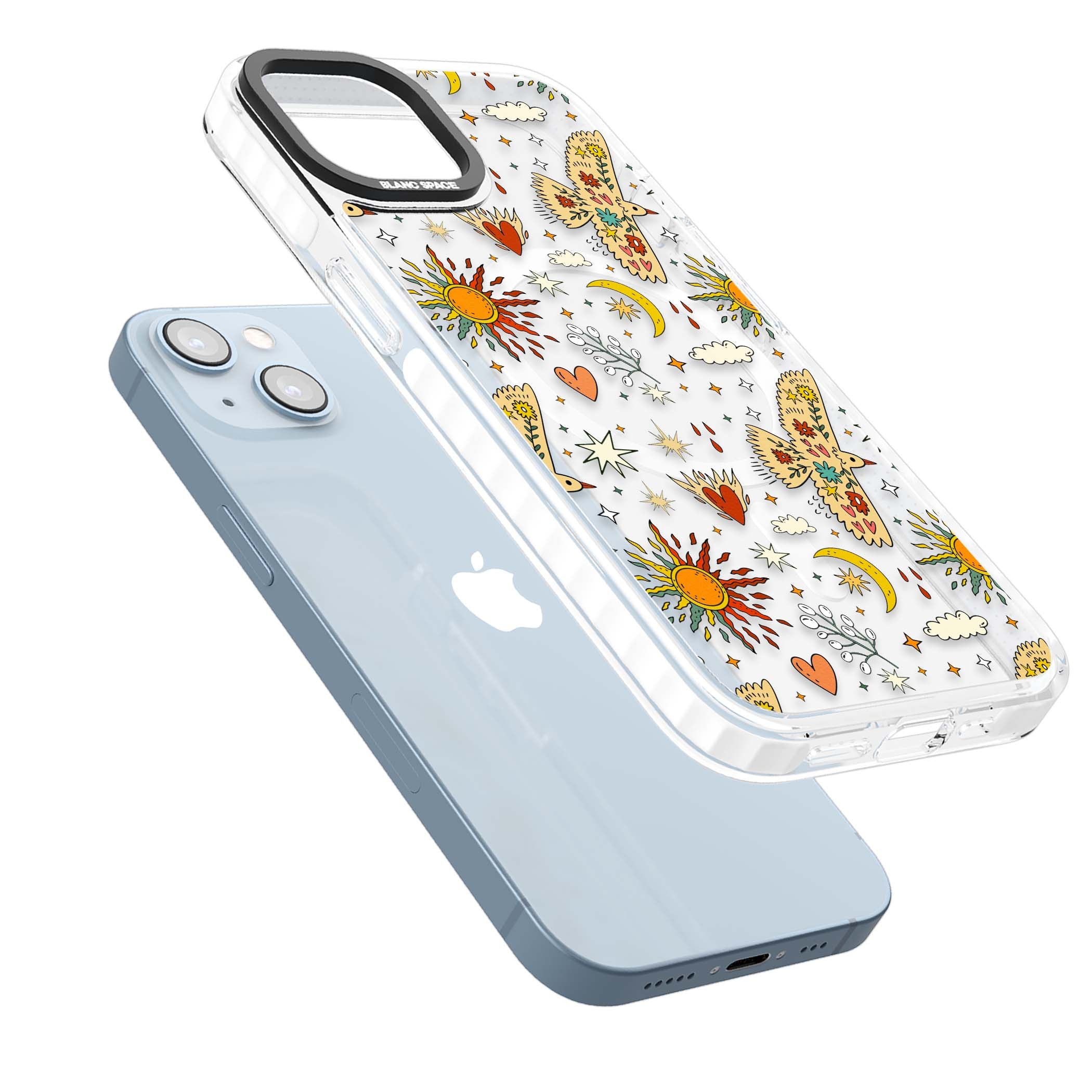 Elevate Your Phone'S Style With This Boho Celestial Sun & Eye Phone Case, Featuring A Mystical Blend Of Suns, All-Seeing Eyes, Butterflies, Stars, And