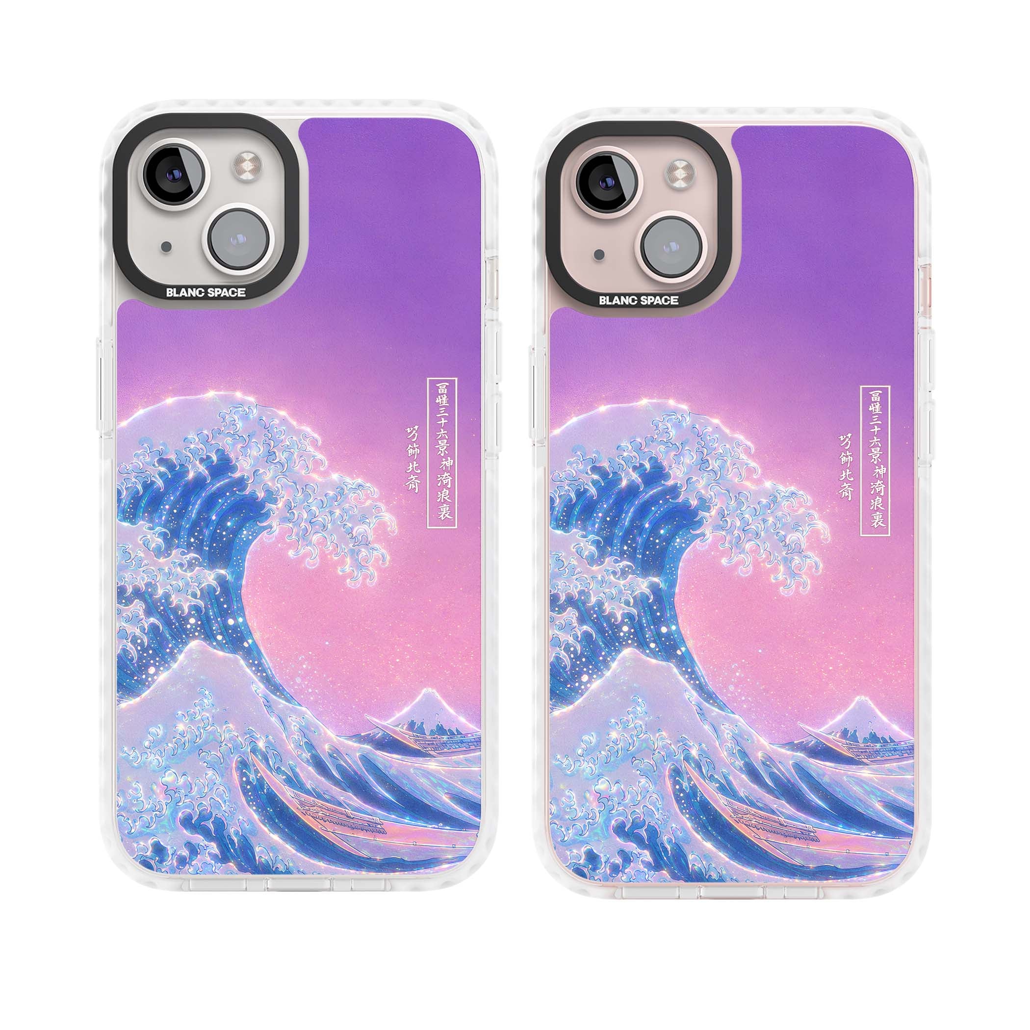 The Great Opal Wave Japanese iPhone case featuring Hokusai's great wave in iridescent pastels with lilac sky and Mou | Impact Magsafe case for iPhone 13, iPhone 14, iPhone 15
