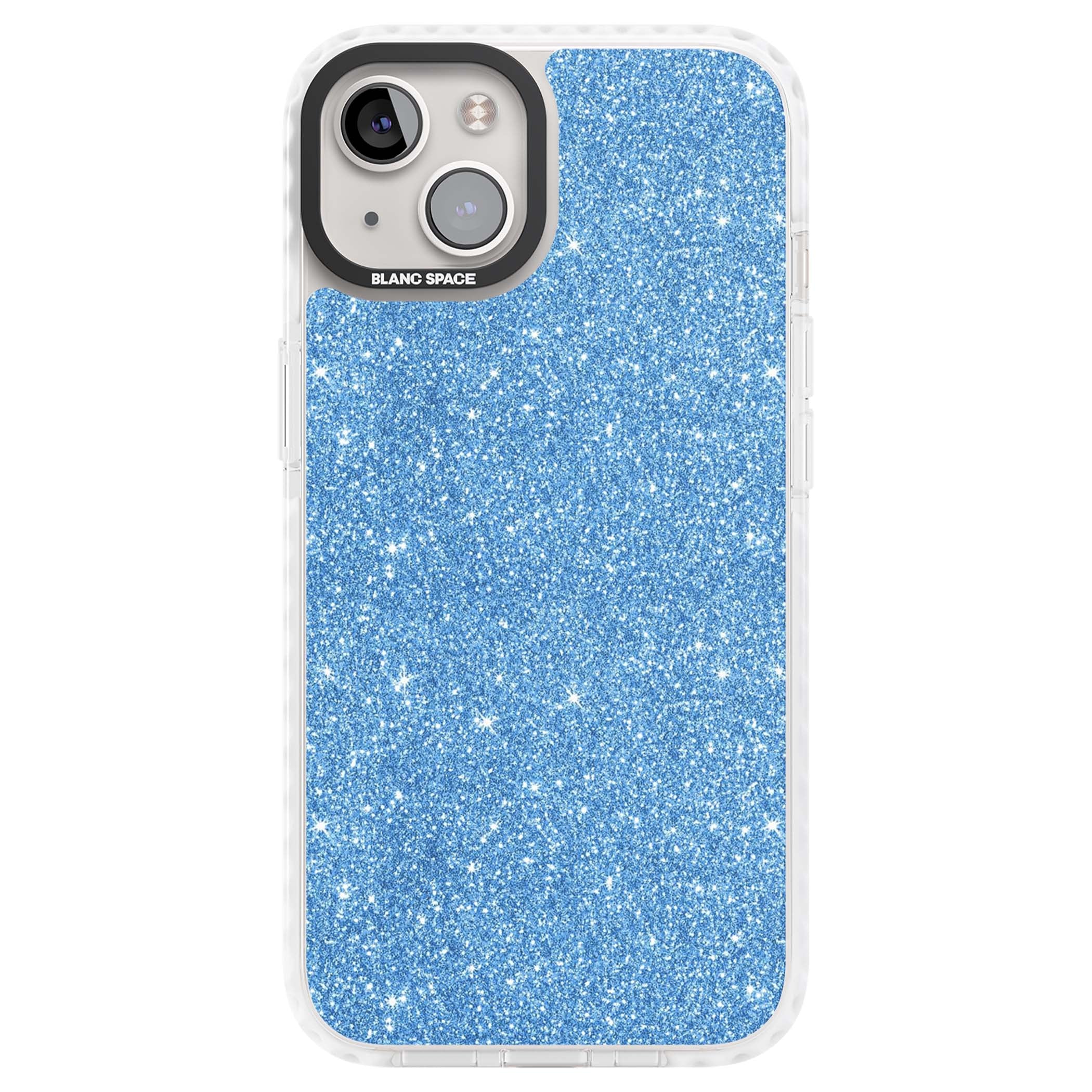 Blue Glitter blue glitter iPhone case featuring dense sparkling cerulean glitter with a glamorous shimmering finish | Impact Magsafe case for iPhone 13, iPhone 14, iPhone 15