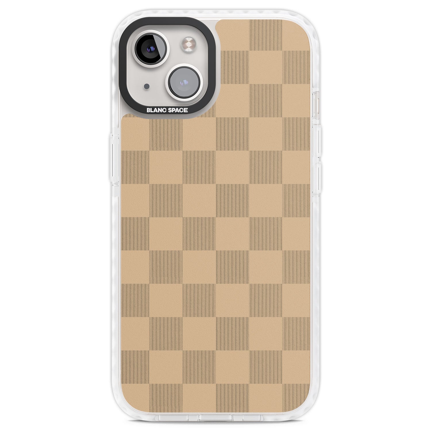 BEIGE CHECKERED Clear Impact Phone Case for iPhone 13, iPhone 14, iPhone 15