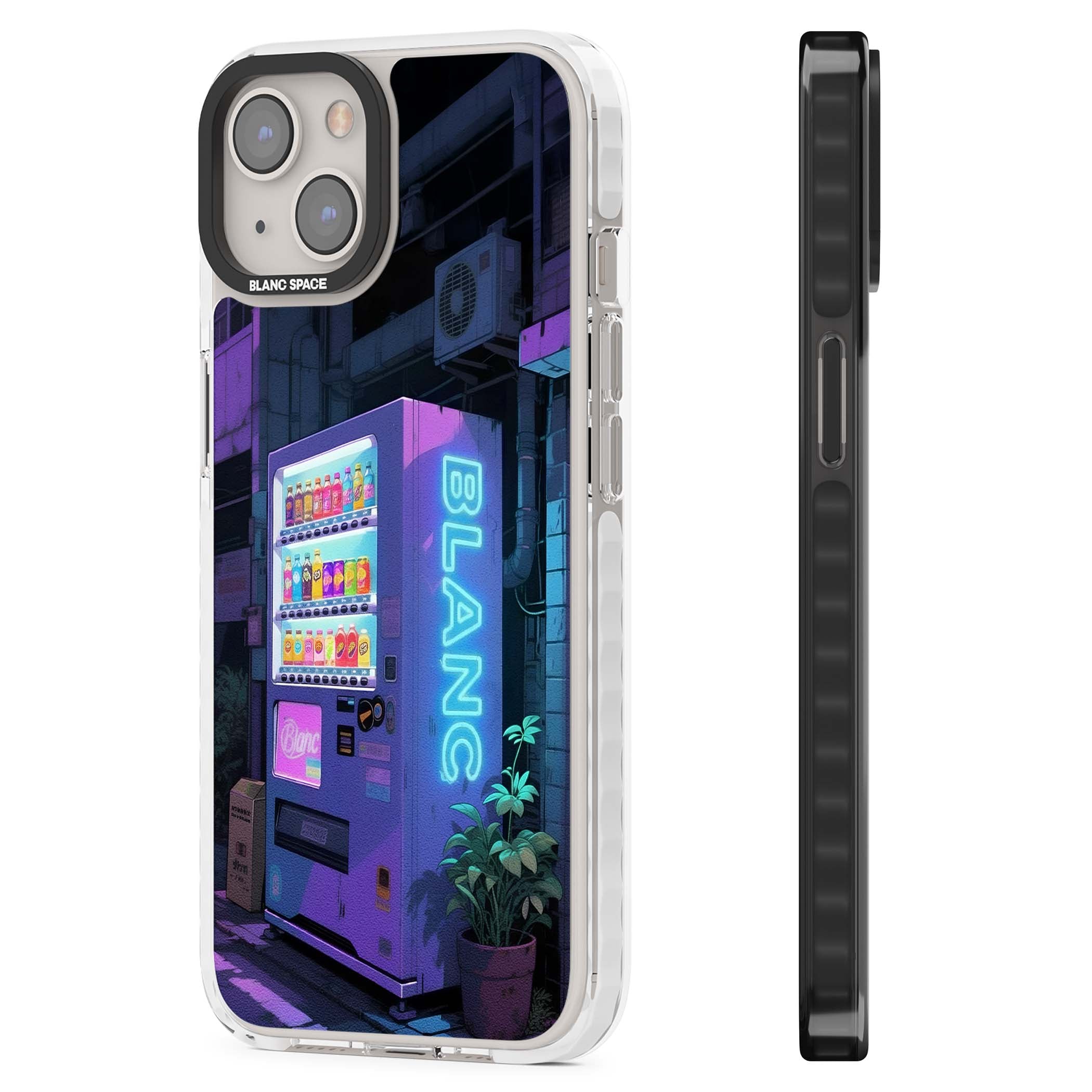 Shibuya Glow Japanese iPhone case featuring a glowing Tokyo vending machine, neon signage, and moody purple alleyway | Clear Impact case for iPhone 13, iPhone 14, iPhone 15