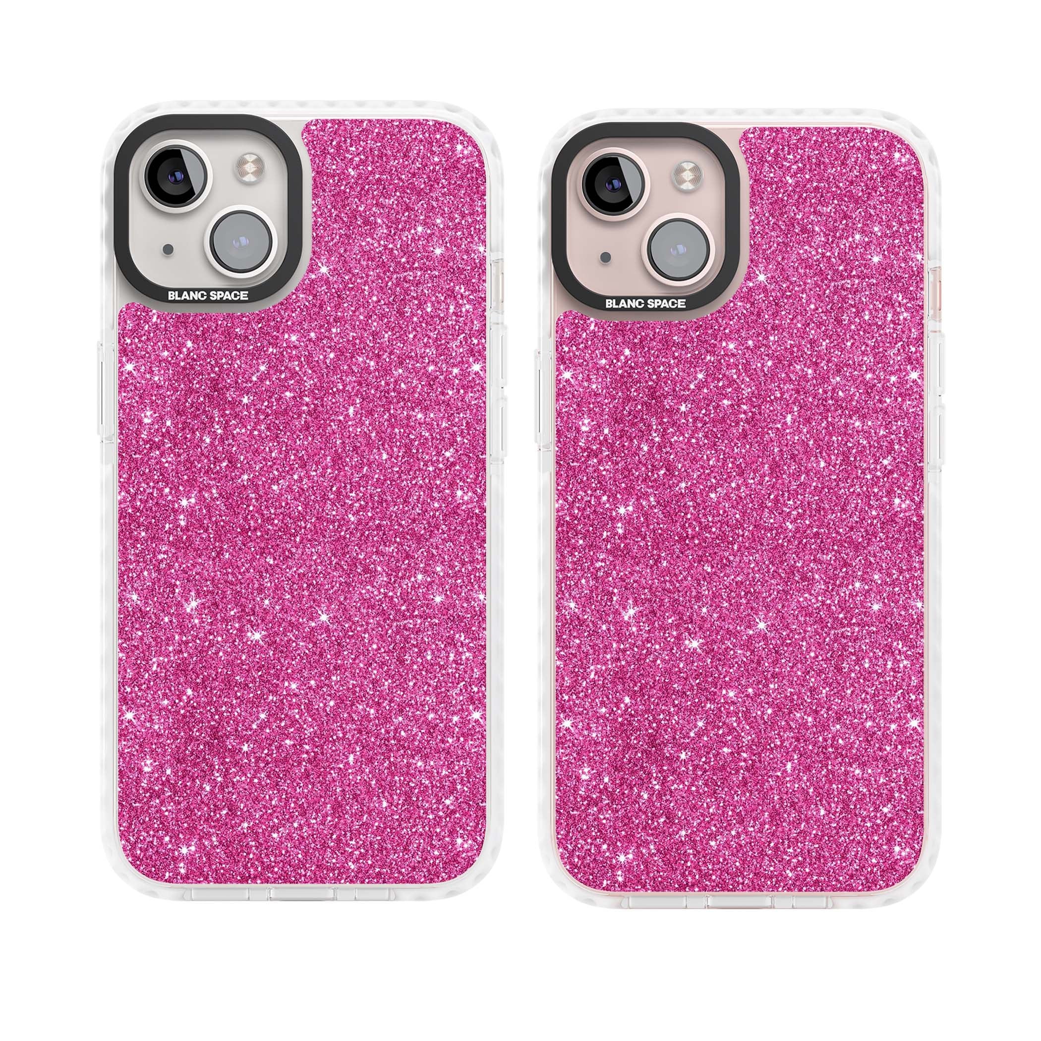 Pink Glitter Y2K iPhone case featuring hot pink glitter wallpaper with sparkle shimmer effect | Clear Impact case for iPhone 13, iPhone 14, iPhone 15