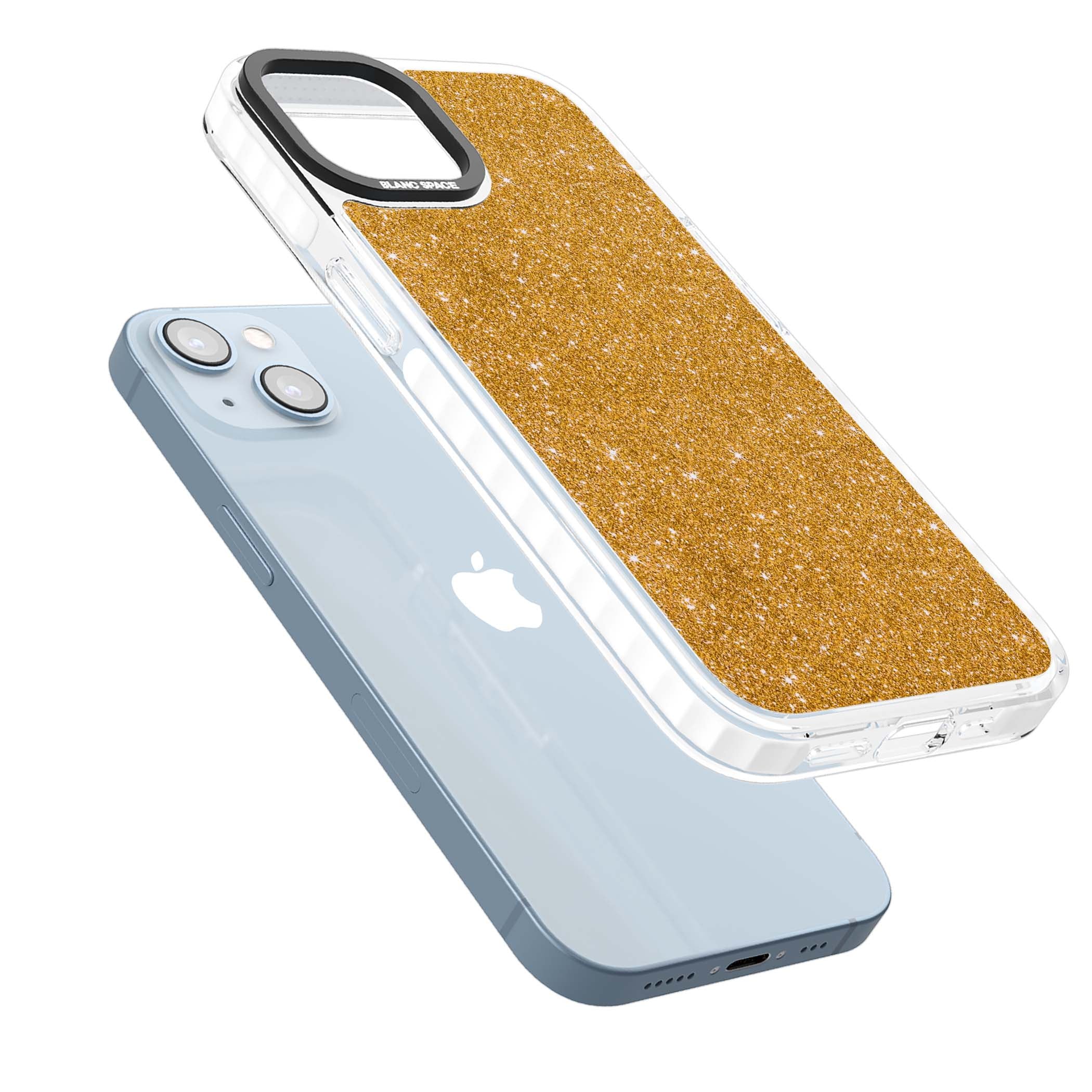 Gold Glitter gold glitter iPhone case featuring a shimmering sparkle wallpaper design in luxury gold | Clear Impact case for iPhone 13, iPhone 14, iPhone 15