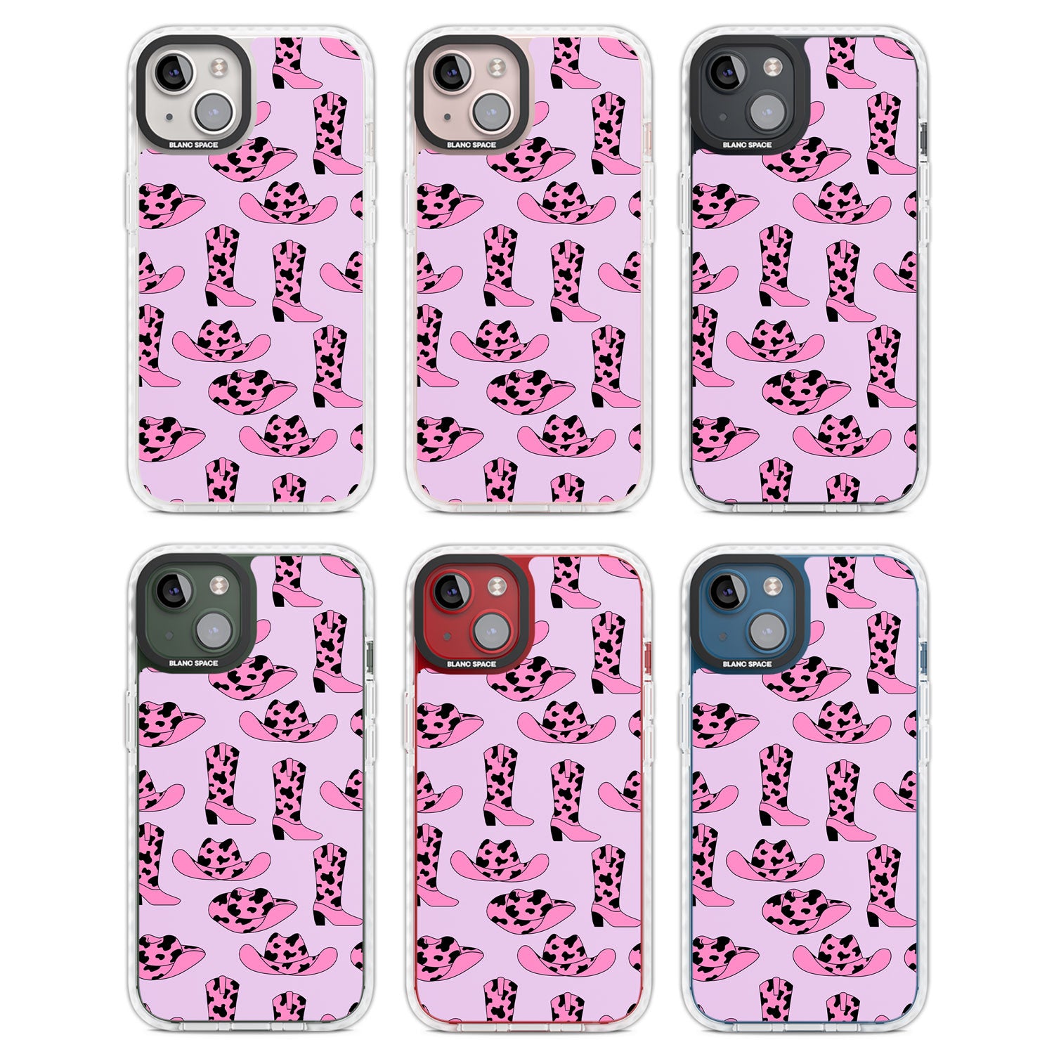 Cow-Girl Pattern Clear Impact Phone Case for iPhone 13, iPhone 14, iPhone 15
