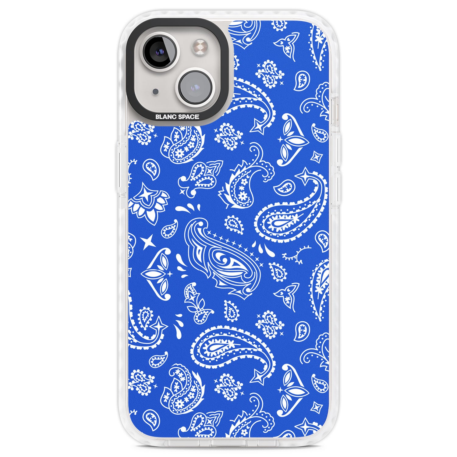 Blue Bandana Clear Impact Phone Case for iPhone 13, iPhone 14, iPhone 15