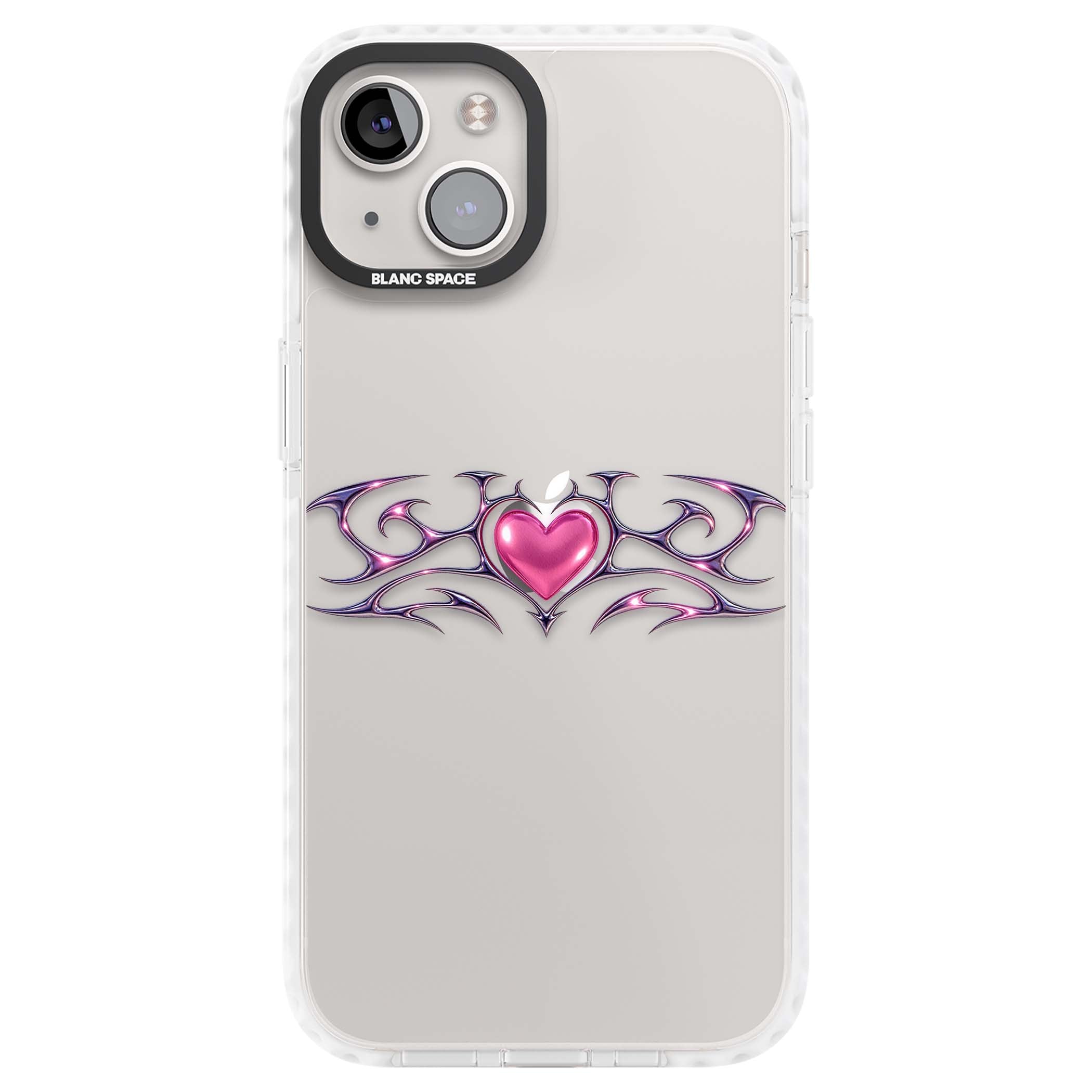 Pink Chrome Heart y2k iPhone case | Clear Impact case for iPhone 13, iPhone 14, iPhone 15