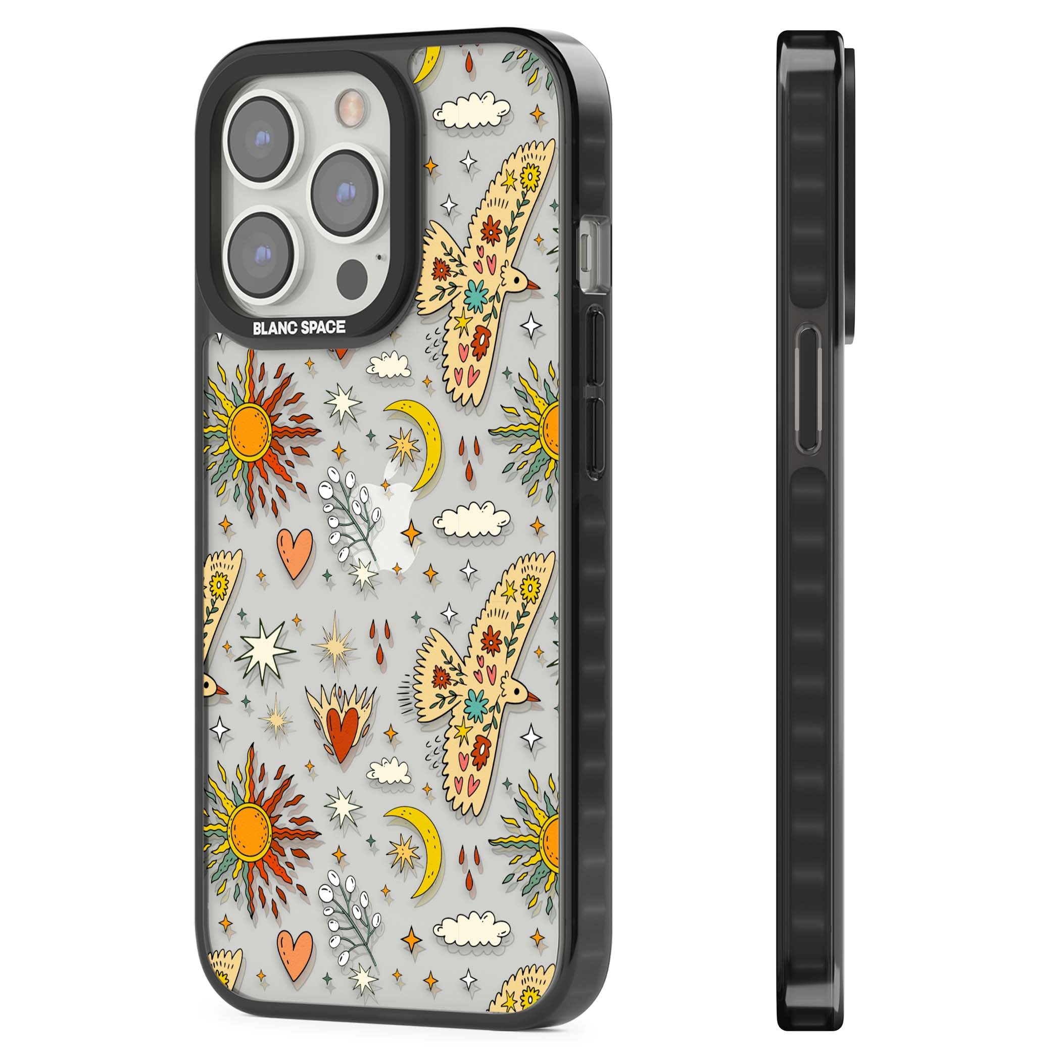 Elevate Your Phone'S Style With This Boho Celestial Sun & Eye Phone Case, Featuring A Mystical Blend Of Suns, All-Seeing Eyes, Butterflies, Stars, And