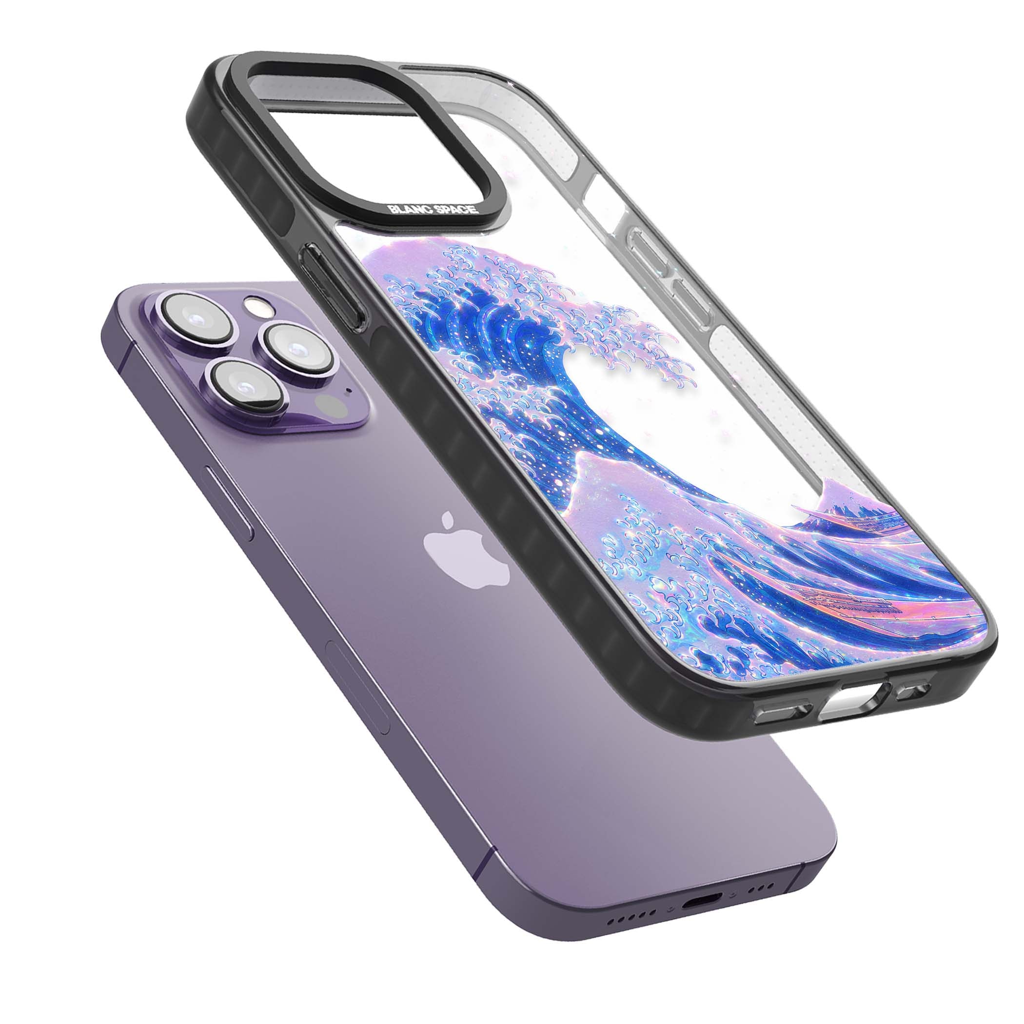 The Great Wave In Opal japanese iPhone case | Black Impact case for iPhone 13 Pro, iPhone 14 Pro, iPhone 15 Pro