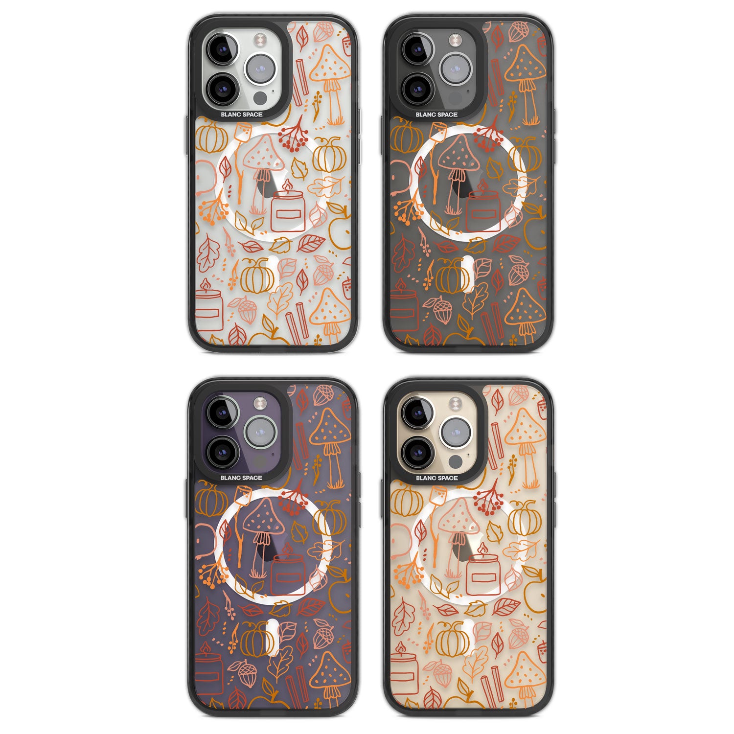 Autumn Line Pattern Magsafe Black Impact Phone Case for iPhone 13 Pro, iPhone 14 Pro, iPhone 15 Pro