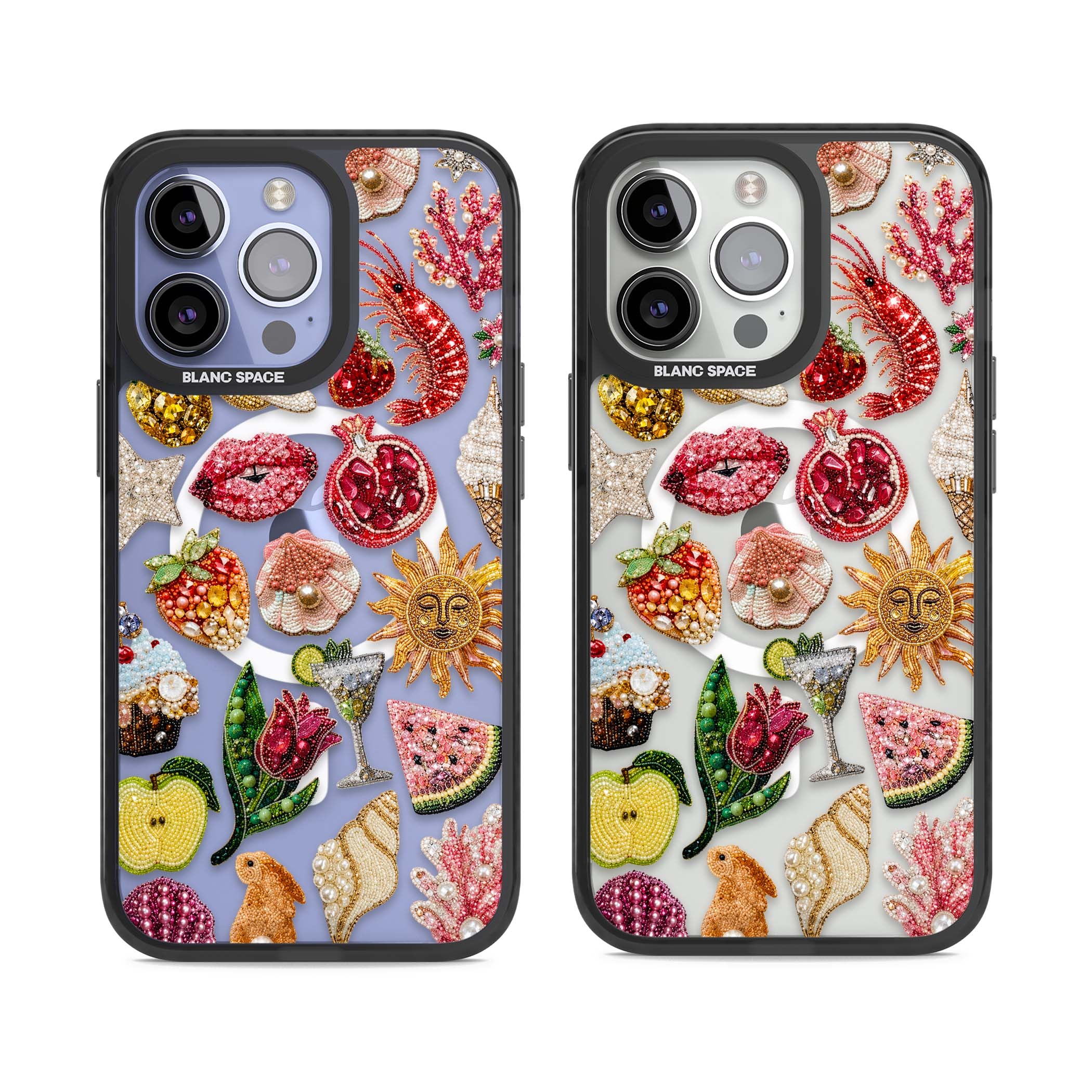 Beaded Riviera coquette iPhone case | Black Impact Magsafe case for iPhone 13 Pro, iPhone 14 Pro, iPhone 15 Pro