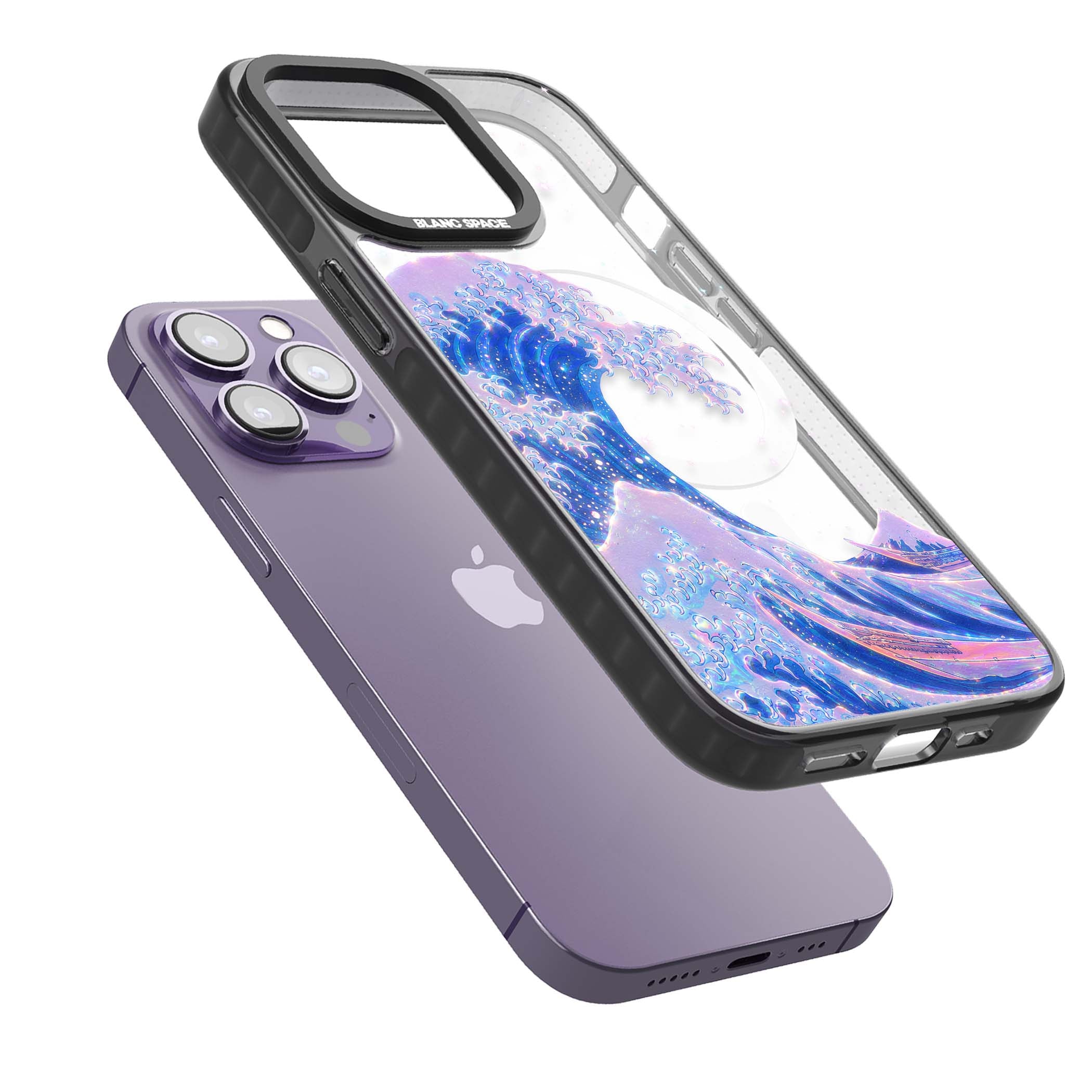 The Great Wave In Opal japanese iPhone case | Black Impact Magsafe case for iPhone 13 Pro, iPhone 14 Pro, iPhone 15 Pro