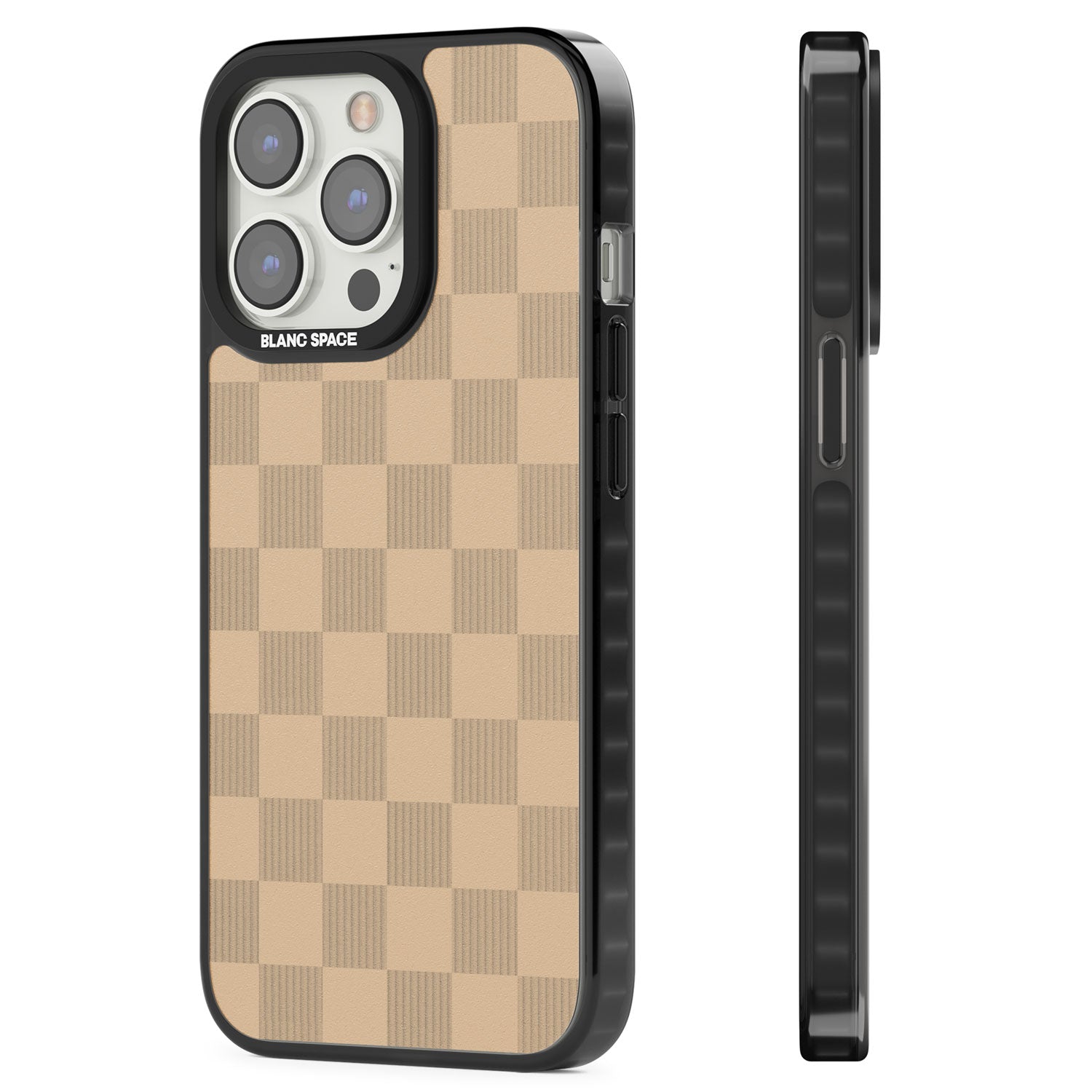 BEIGE CHECKERED Magsafe Black Impact Phone Case for iPhone 13 Pro, iPhone 14 Pro, iPhone 15 Pro