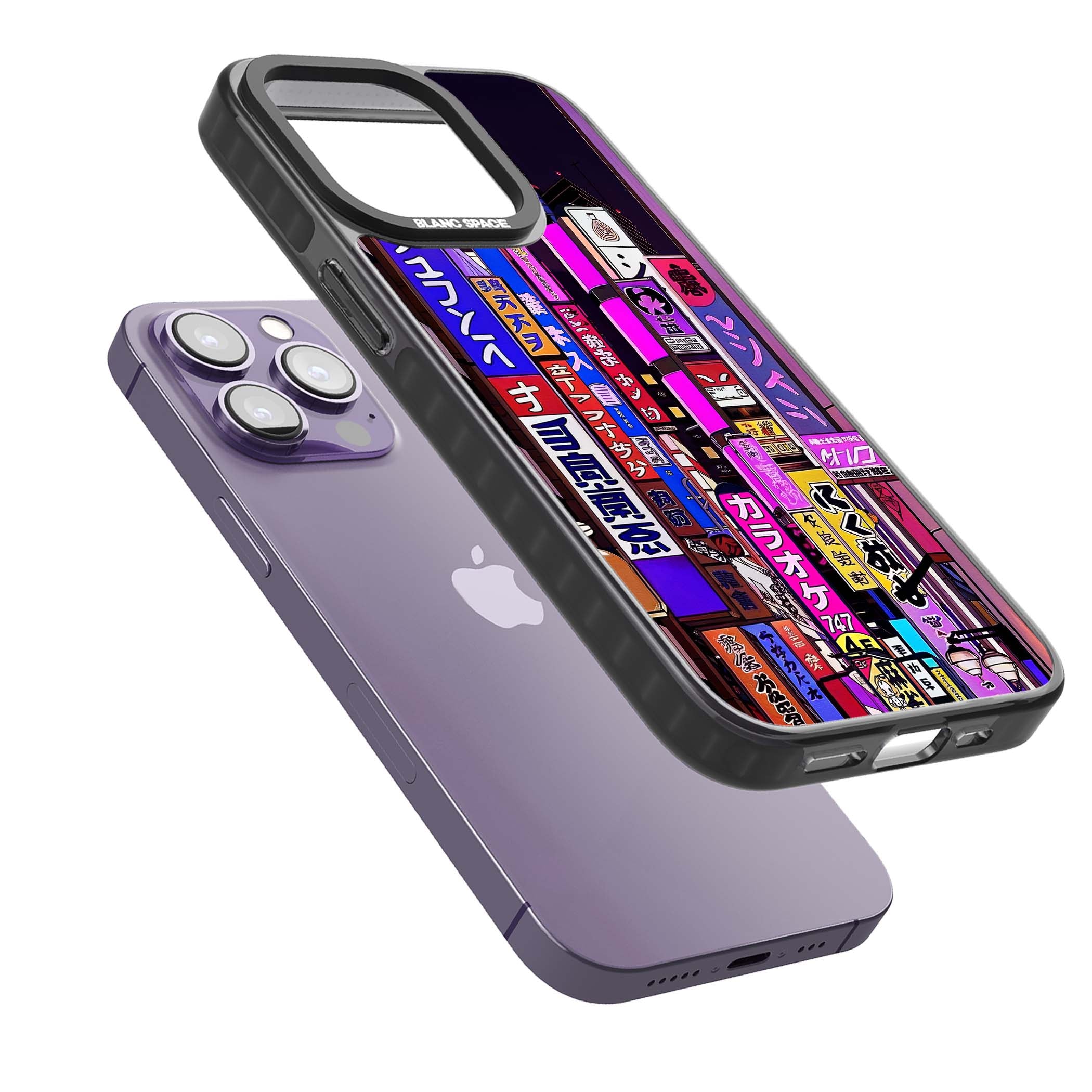 NEON NIGHT anime iPhone case | Black Impact Magsafe case for iPhone 13 Pro, iPhone 14 Pro, iPhone 15 Pro