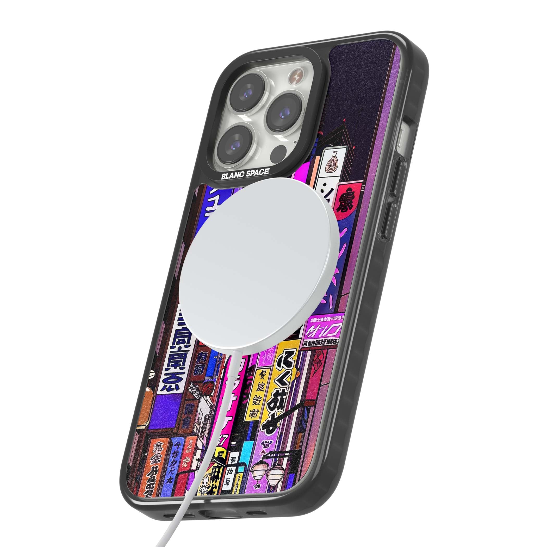NEON NIGHT anime iPhone case | Black Impact Magsafe case for iPhone 13 Pro, iPhone 14 Pro, iPhone 15 Pro