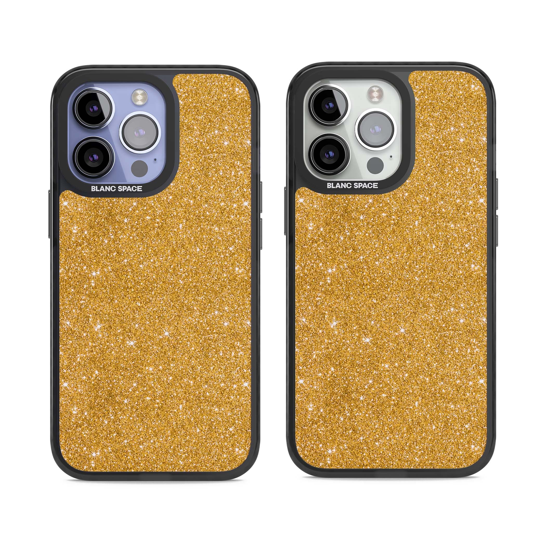 Gold Glitter gold glitter iPhone case featuring a shimmering sparkle wallpaper design in luxury gold | Black Impact Magsafe case for iPhone 13 Pro, iPhone 14 Pro, iPhone 15 Pro