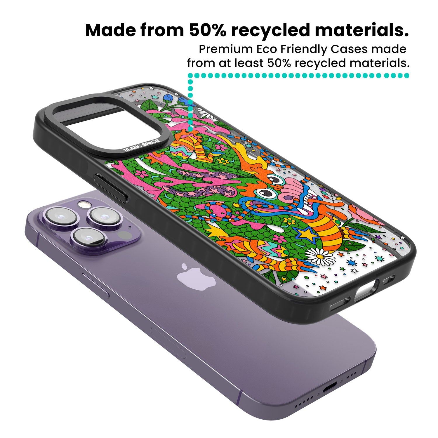 Psychedelic Jungle Dragon Magsafe Black Impact Phone Case for iPhone 13 Pro, iPhone 14 Pro, iPhone 15 Pro