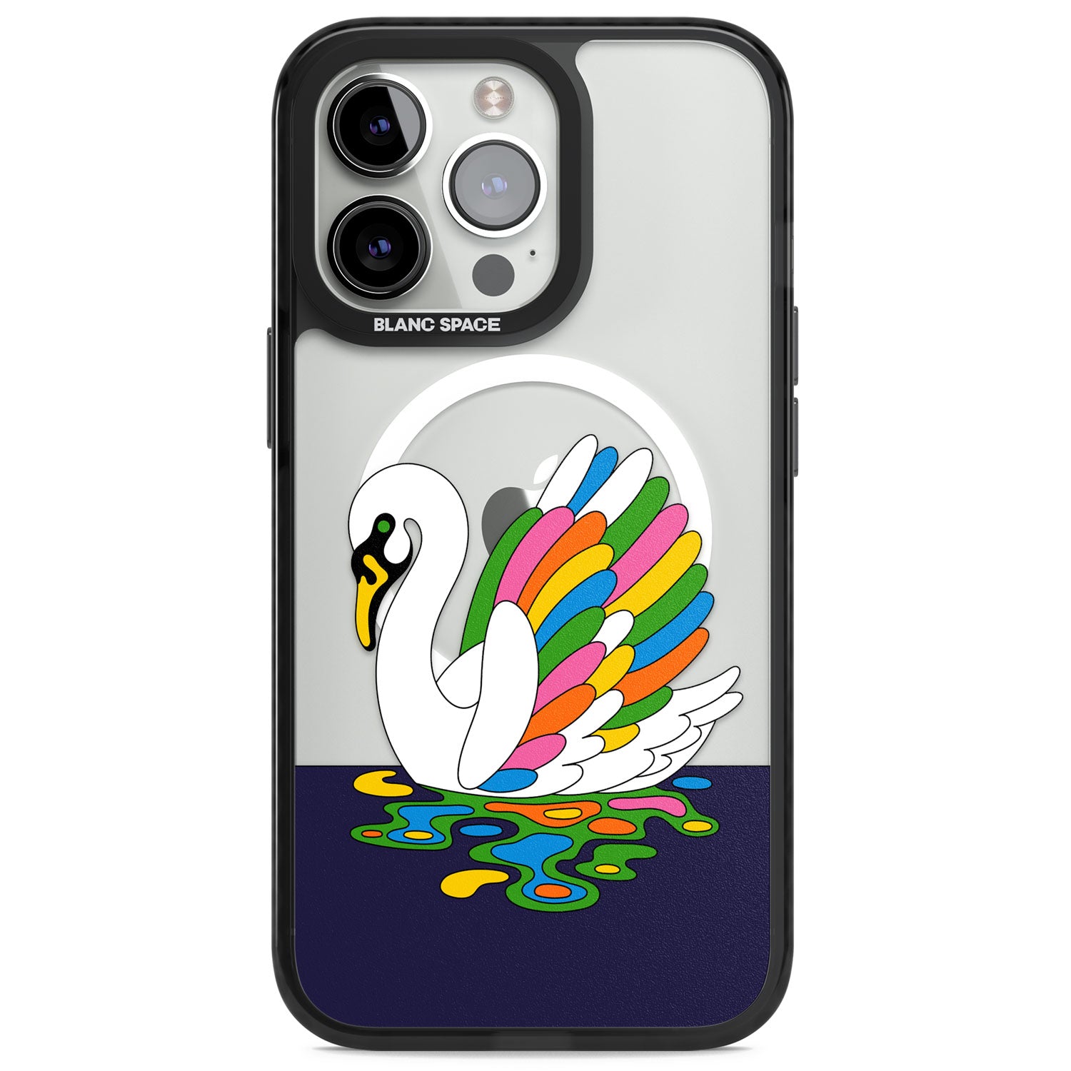 Serene Swan Magsafe Black Impact Phone Case for iPhone 13 Pro, iPhone 14 Pro, iPhone 15 Pro