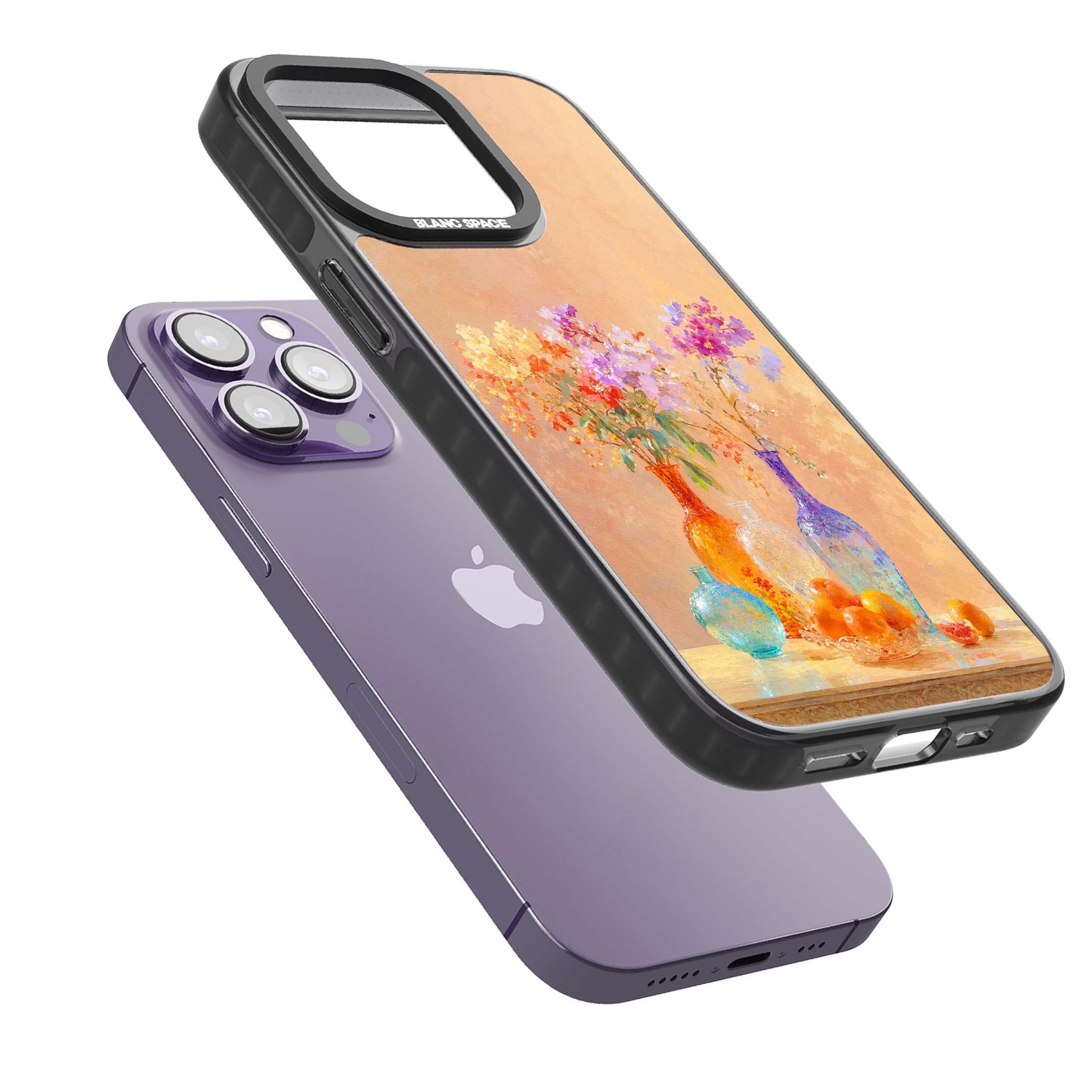 Peach Glass art iPhone case | Black Impact Magsafe case for iPhone 13 Pro, iPhone 14 Pro, iPhone 15 Pro