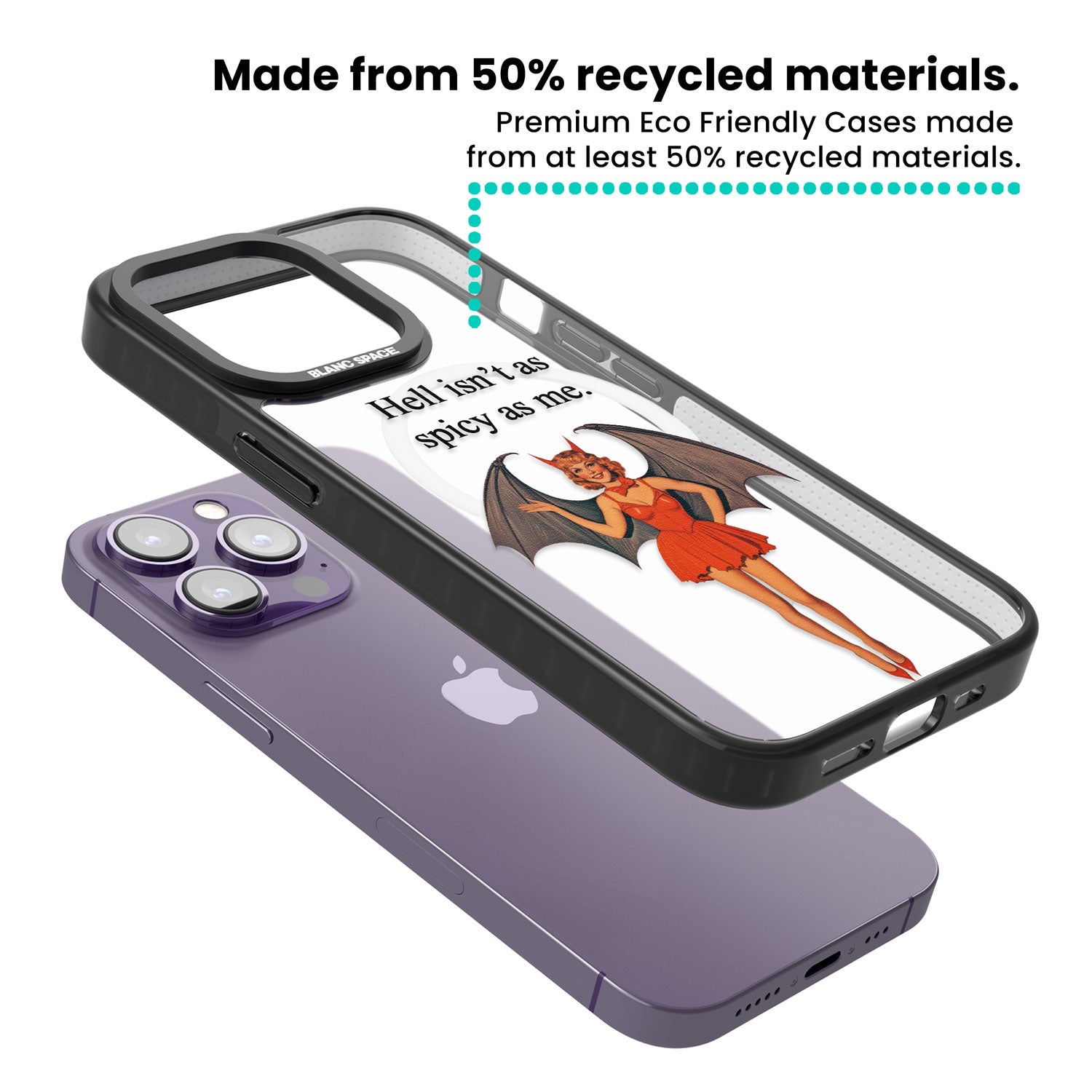 Hell Isn't As Spicy As Me Magsafe Black Impact Phone Case for iPhone 13 Pro, iPhone 14 Pro, iPhone 15 Pro