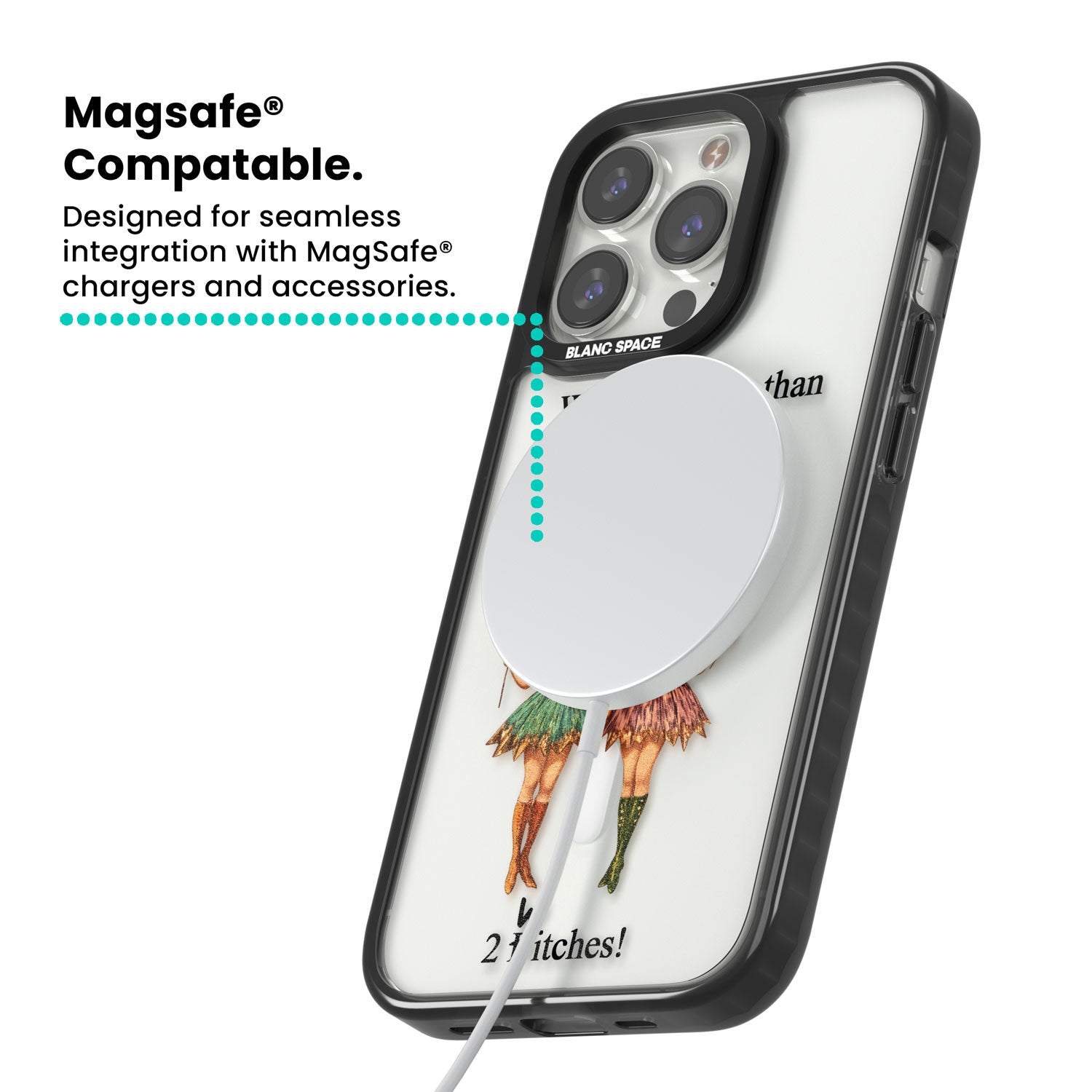 Two Witches Magsafe Black Impact Phone Case for iPhone 13 Pro, iPhone 14 Pro, iPhone 15 Pro