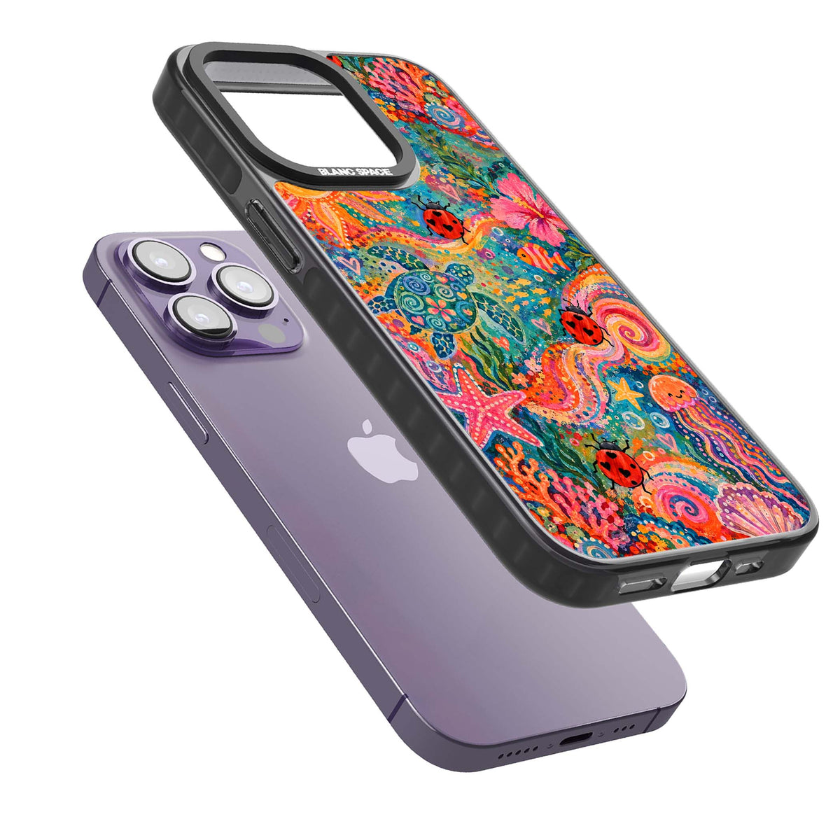 Coral Whimsy for her iPhone case | Black Impact Magsafe case for iPhone 13 Pro, iPhone 14 Pro, iPhone 15 Pro