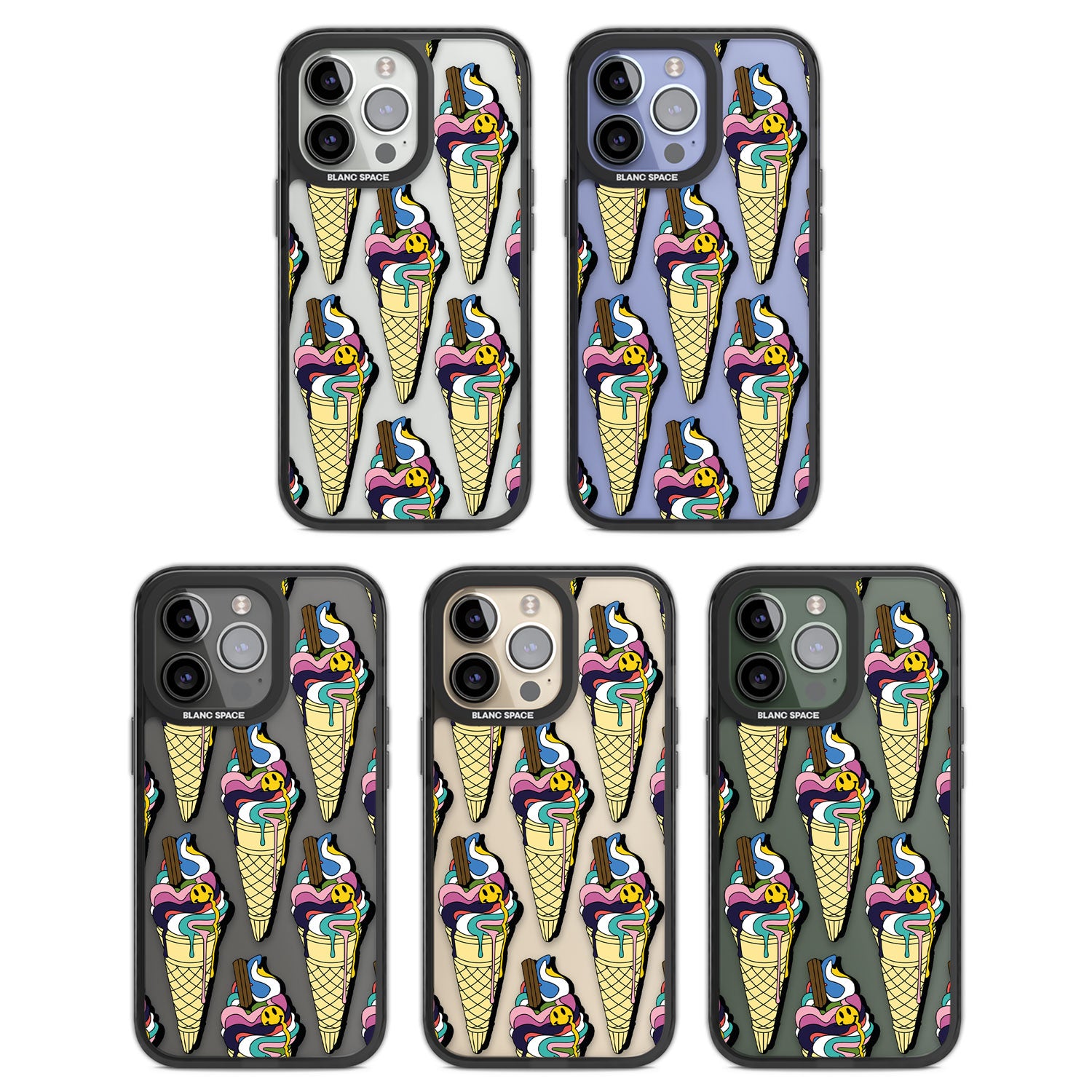 Trip & Drip Ice Cream Black Impact Phone Case for iPhone 13 Pro, iPhone 14 Pro, iPhone 15 Pro