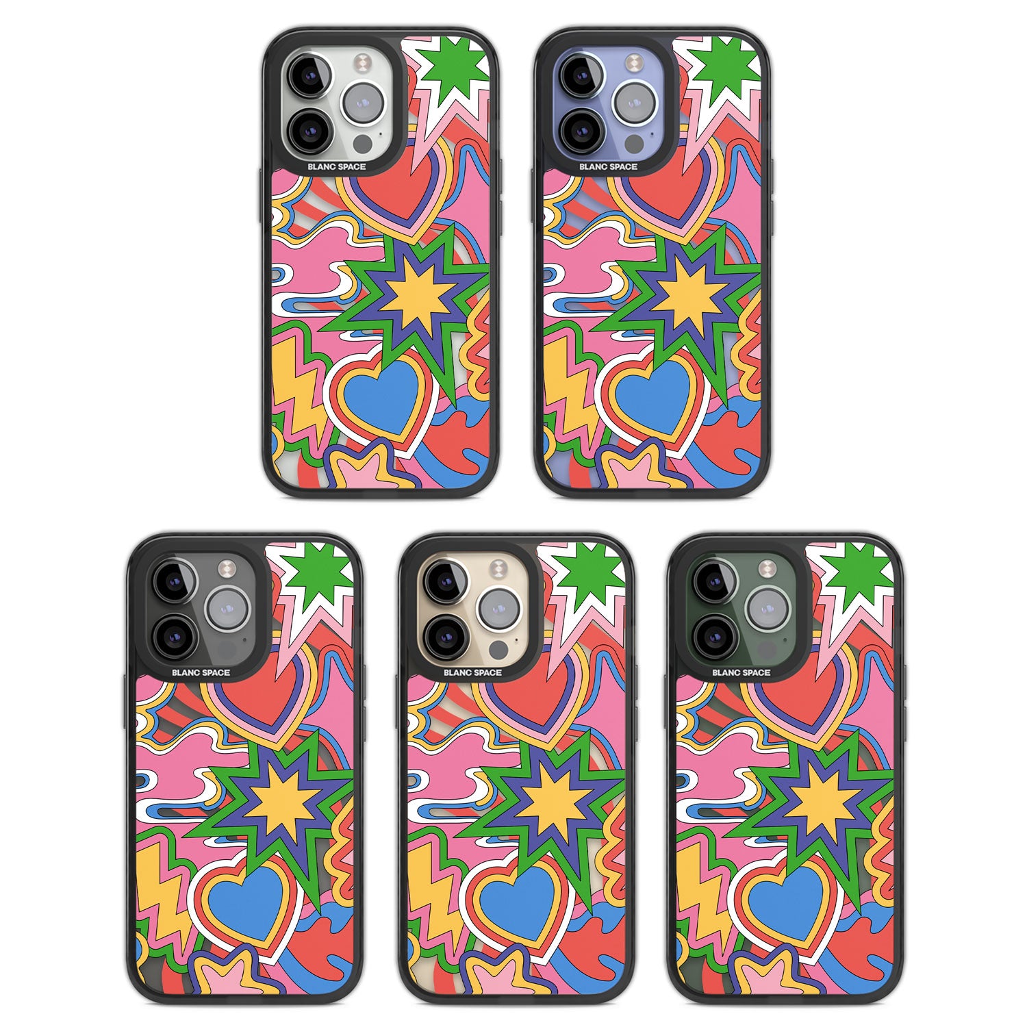 Psychedelic Pop Art Explosion Black Impact Phone Case for iPhone 13 Pro, iPhone 14 Pro, iPhone 15 Pro