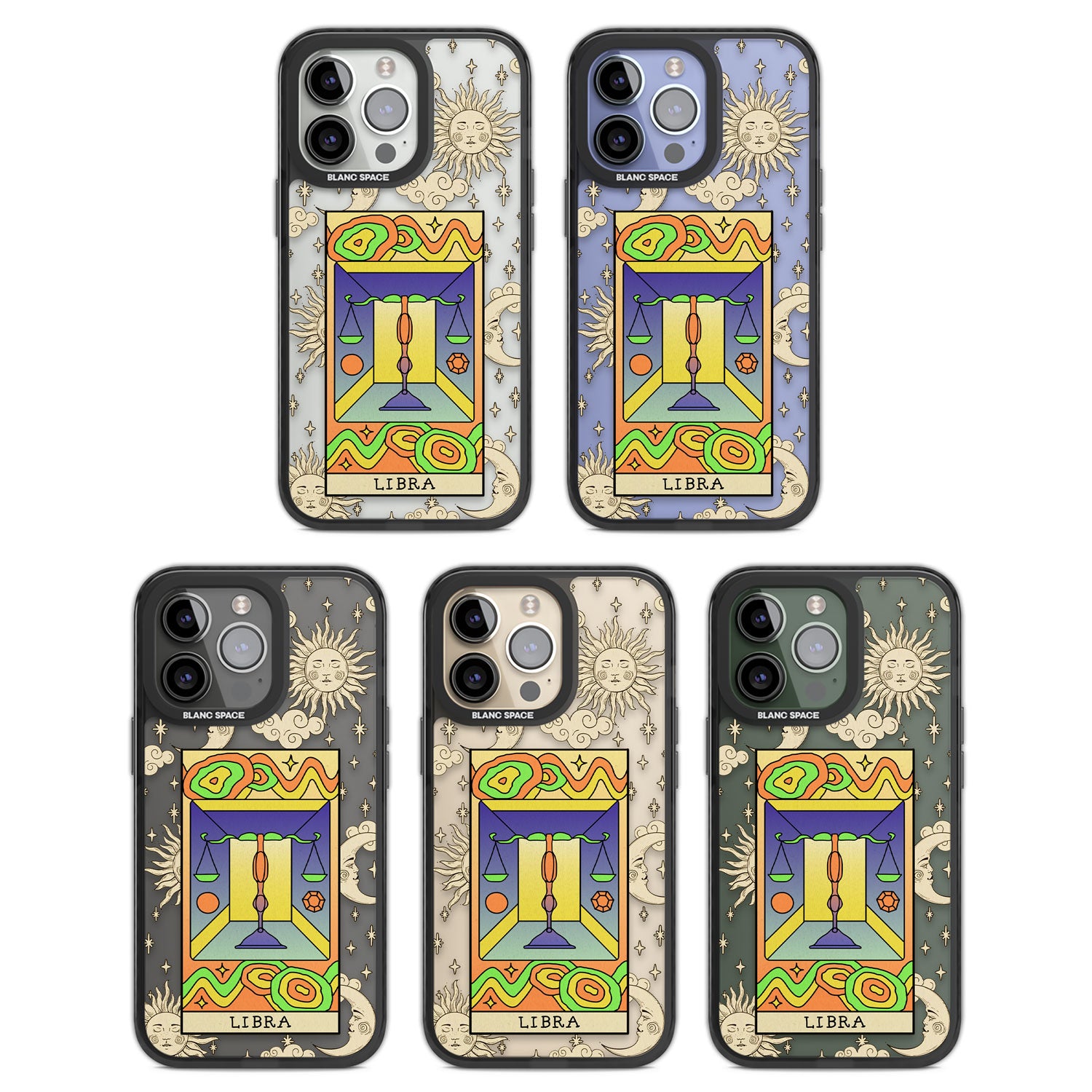 Celestial Zodiac - Libra Black Impact Phone Case for iPhone 13 Pro, iPhone 14 Pro, iPhone 15 Pro