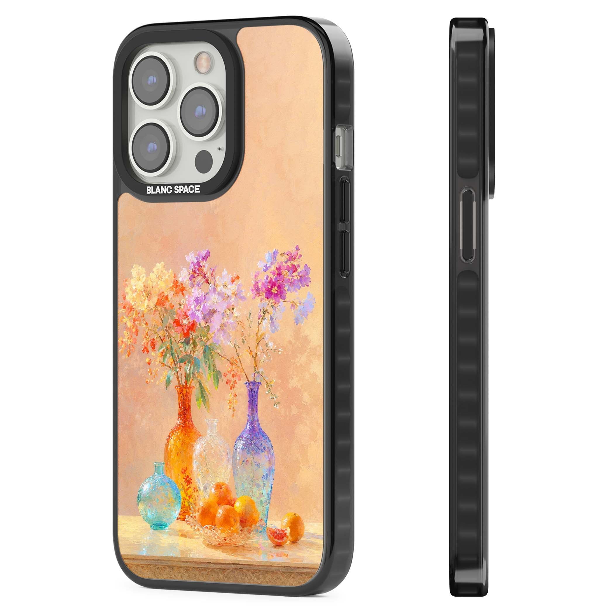 Peach Glass art iPhone case | Black Impact case for iPhone 13 Pro, iPhone 14 Pro, iPhone 15 Pro
