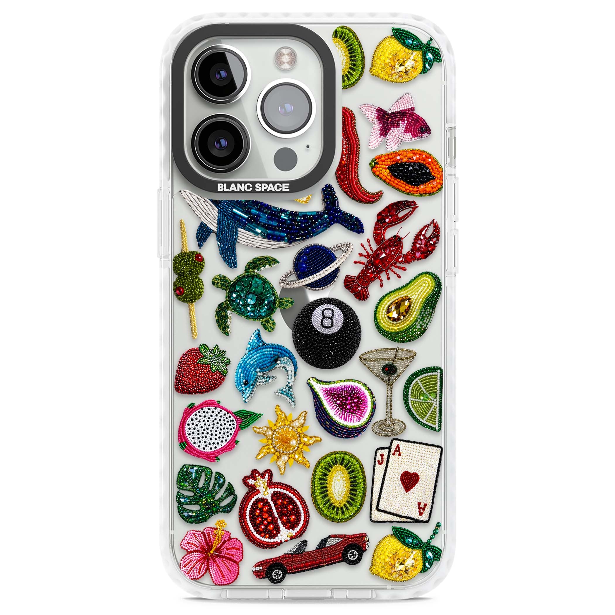 Beaded Mix cute iPhone case | Clear Impact case for iPhone 13 Pro, iPhone 14 Pro, iPhone 15 Pro