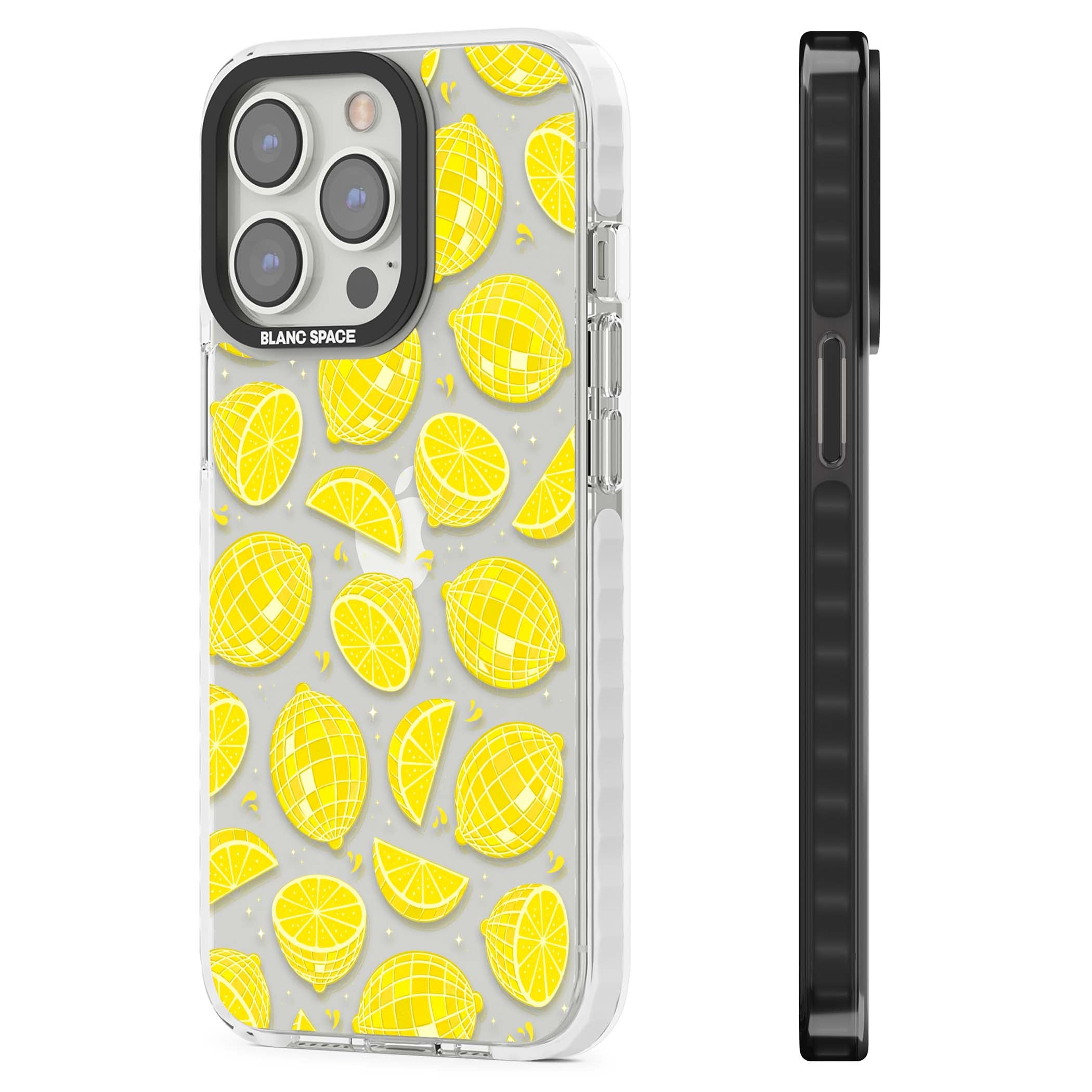 Disco Lemons citrus iPhone case featuring mirrorball lemons, sliced fruit and sparkle accents | Clear Impact case for iPhone 13 Pro, iPhone 14 Pro, iPhone 15 Pro