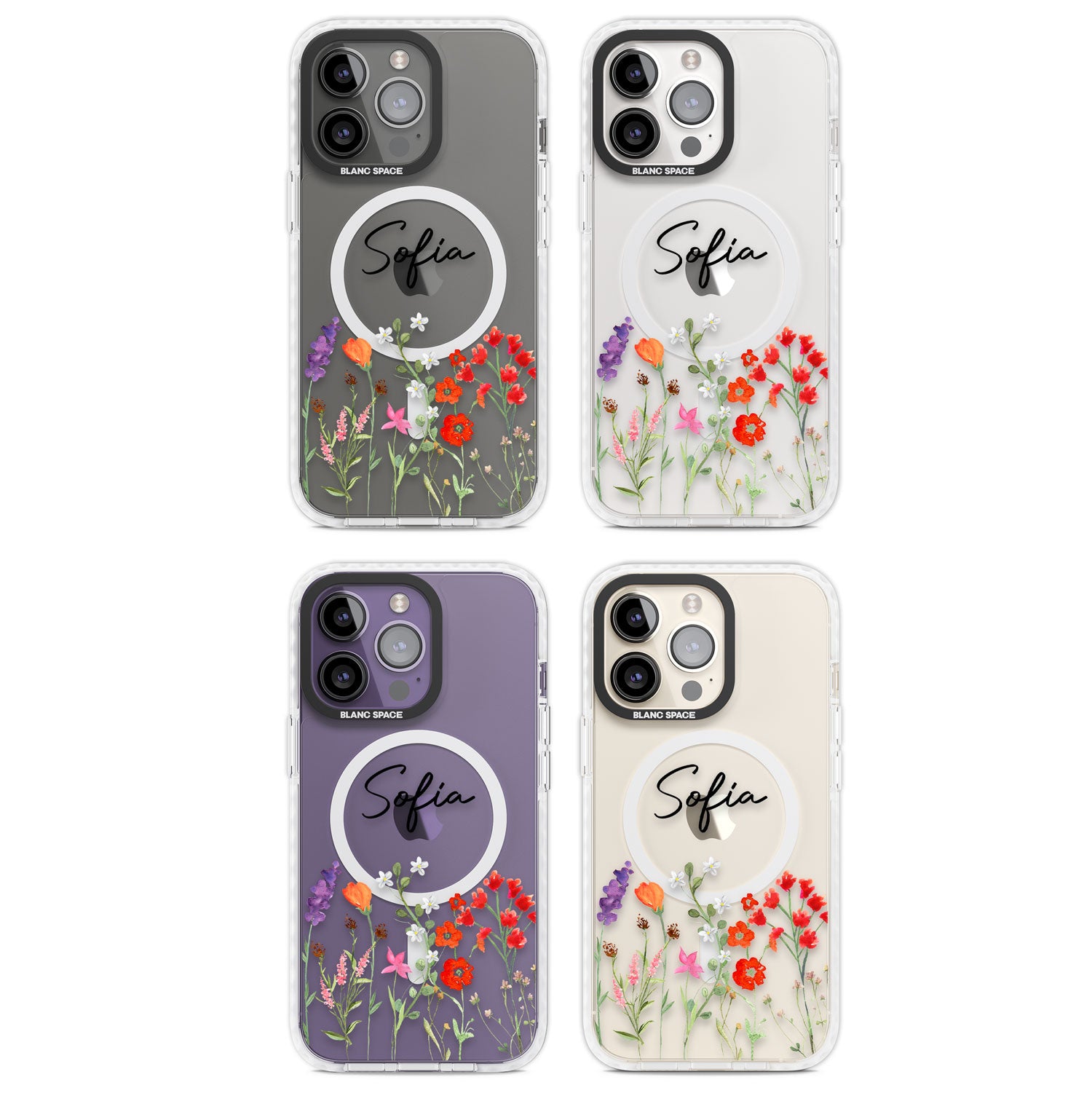 Personalised Spring Wildflowers Magsafe Impact Phone Case for iPhone 13 Pro, iPhone 14 Pro, iPhone 15 Pro