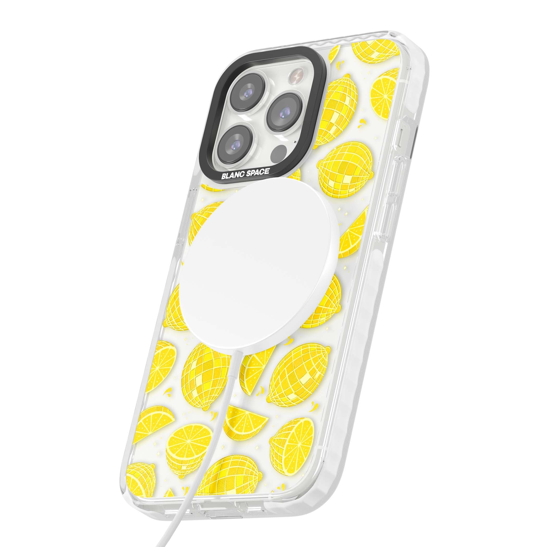 Disco Lemons citrus iPhone case featuring mirrorball lemons, sliced fruit and sparkle accents | Impact Magsafe case for iPhone 13 Pro, iPhone 14 Pro, iPhone 15 Pro