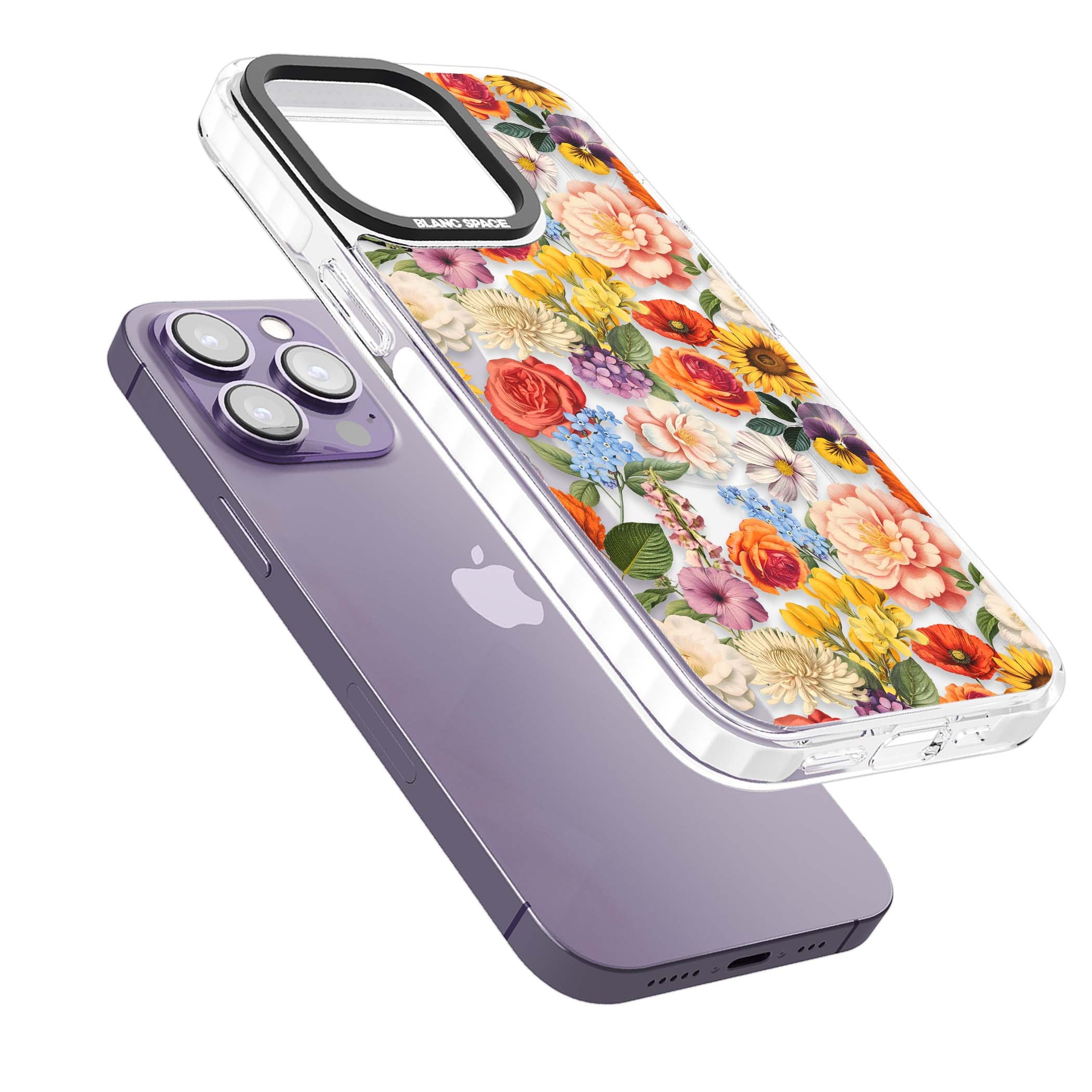 Bloom Basket floral iPhone case featuring cottage garden flowers including peonies, sunflowers, and wildflowers in pastel col | Impact Magsafe case for iPhone 13 Pro, iPhone 14 Pro, iPhone 15 Pro