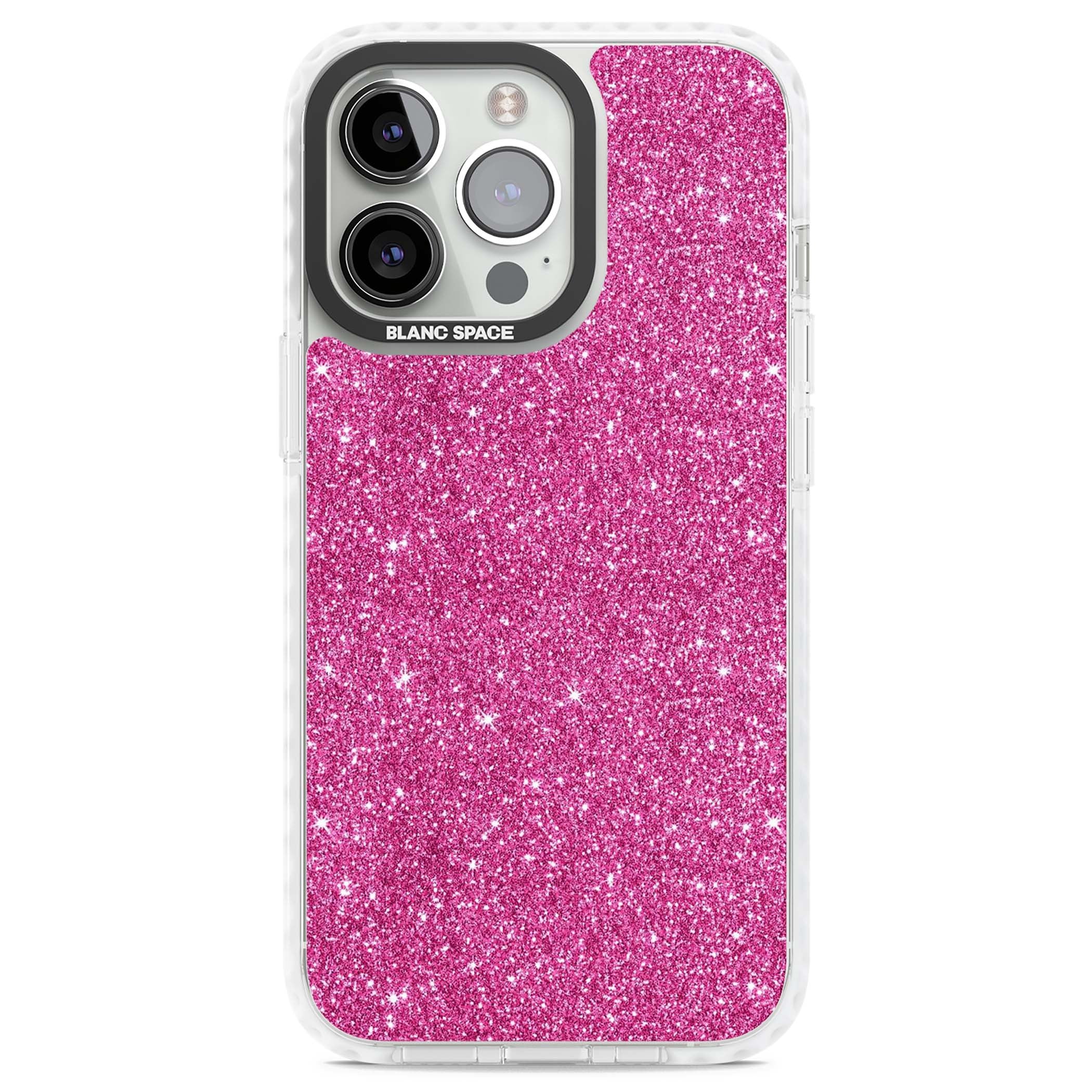 Pink Glitter Y2K iPhone case featuring hot pink glitter wallpaper with sparkle shimmer effect | Impact Magsafe case for iPhone 13 Pro, iPhone 14 Pro, iPhone 15 Pro
