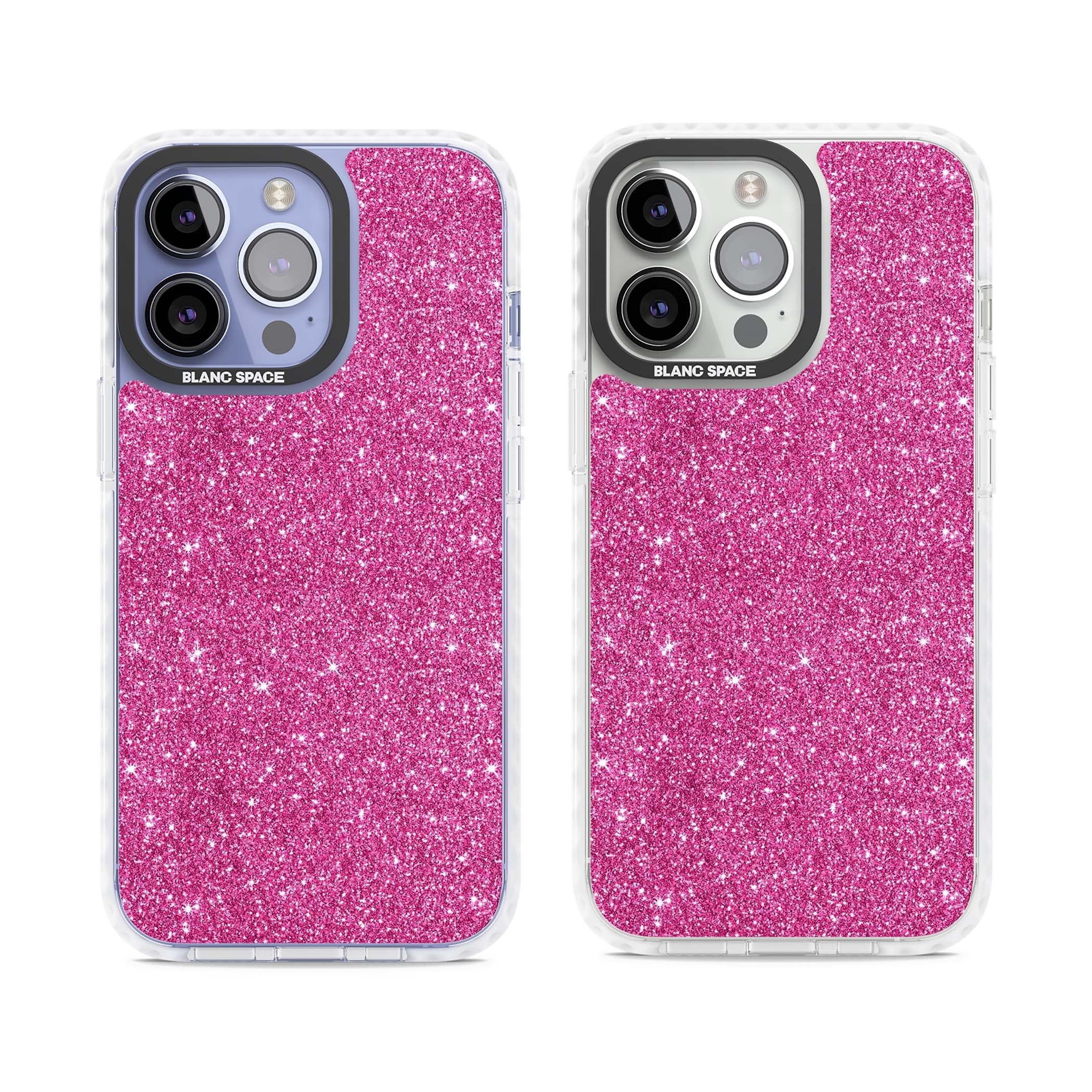 Pink Glitter Y2K iPhone case featuring hot pink glitter wallpaper with sparkle shimmer effect | Impact Magsafe case for iPhone 13 Pro, iPhone 14 Pro, iPhone 15 Pro