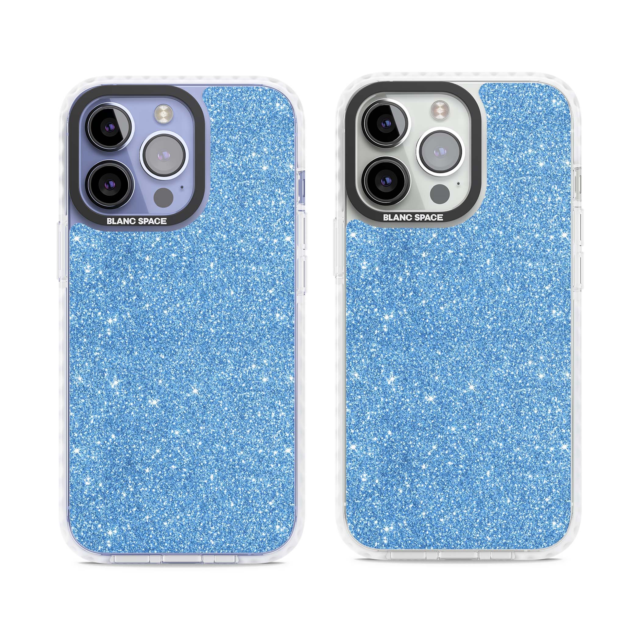 Blue Glitter blue glitter iPhone case featuring dense sparkling cerulean glitter with a glamorous shimmering finish | Impact Magsafe case for iPhone 13 Pro, iPhone 14 Pro, iPhone 15 Pro