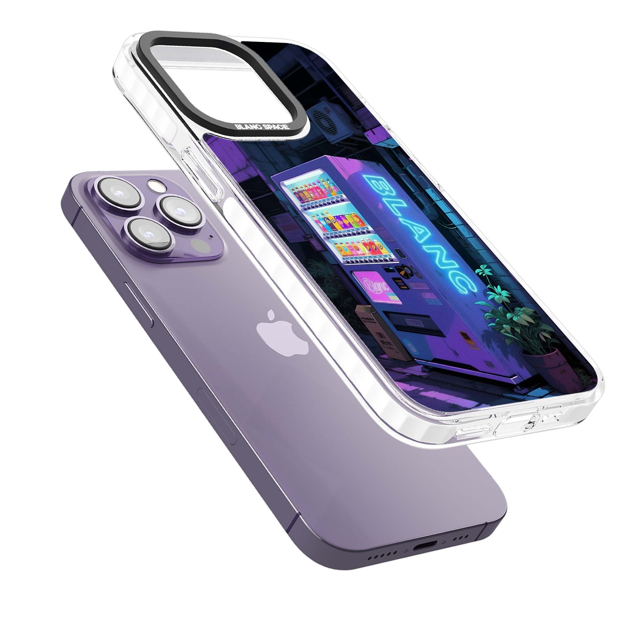 Shibuya Glow Japanese iPhone case featuring a glowing Tokyo vending machine, neon signage, and moody purple alleyway | Clear Impact case for iPhone 13 Pro, iPhone 14 Pro, iPhone 15 Pro