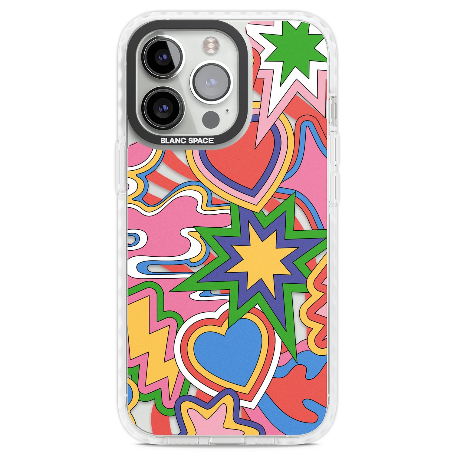 Psychedelic Pop Art Explosion Clear Impact Phone Case for iPhone 13 Pro, iPhone 14 Pro, iPhone 15 Pro