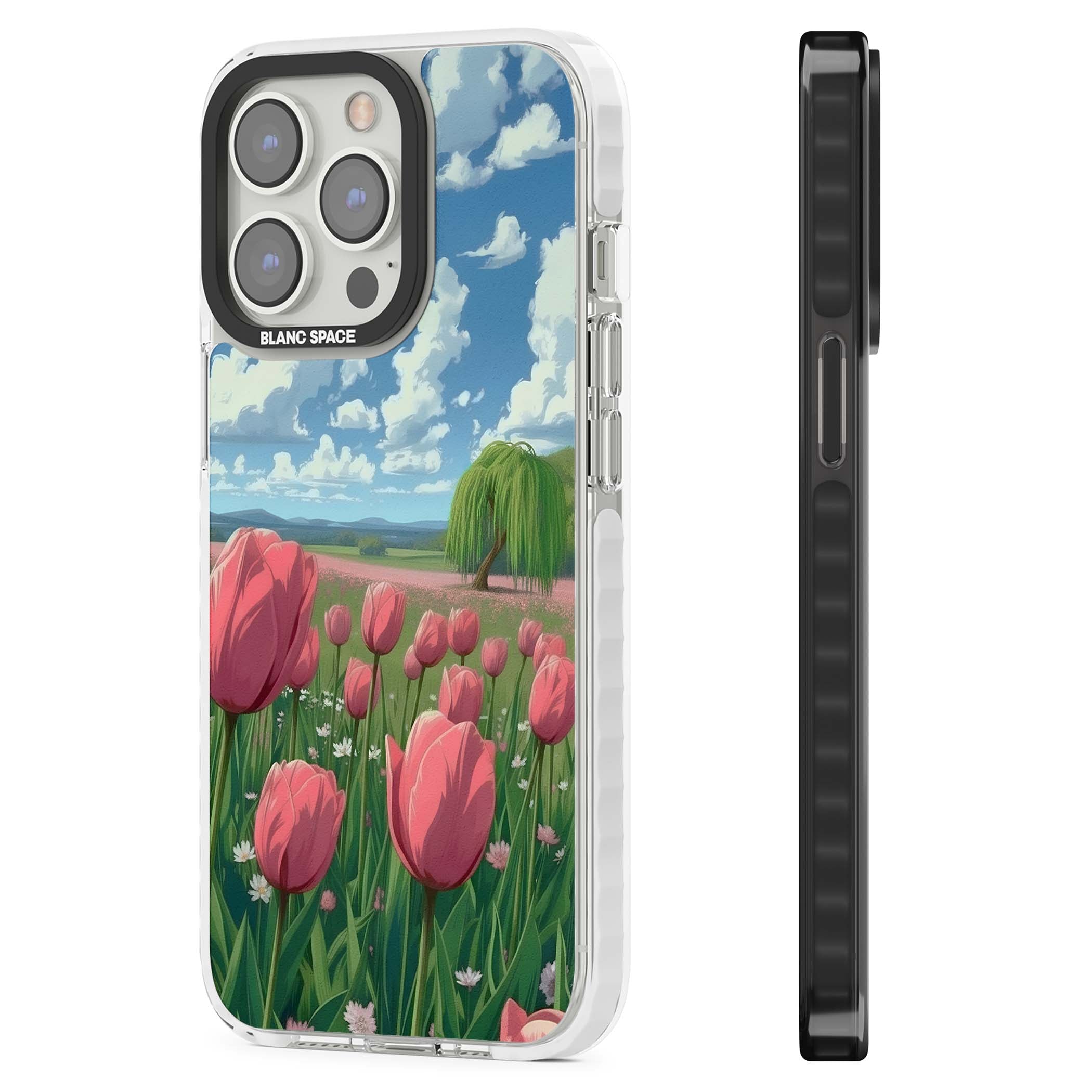 Willow By The Pink Tulips floral iPhone case | Clear Impact case for iPhone 13 Pro, iPhone 14 Pro, iPhone 15 Pro