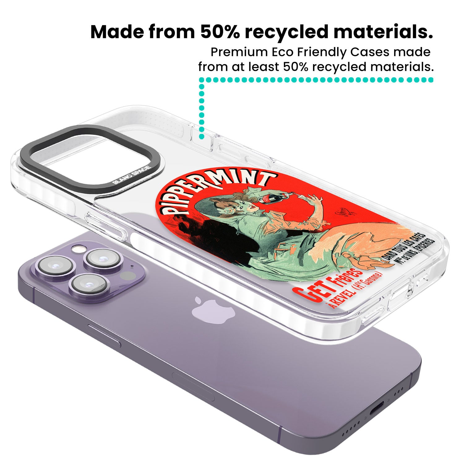 Pippermint Poster Clear Impact Phone Case for iPhone 13 Pro, iPhone 14 Pro, iPhone 15 Pro
