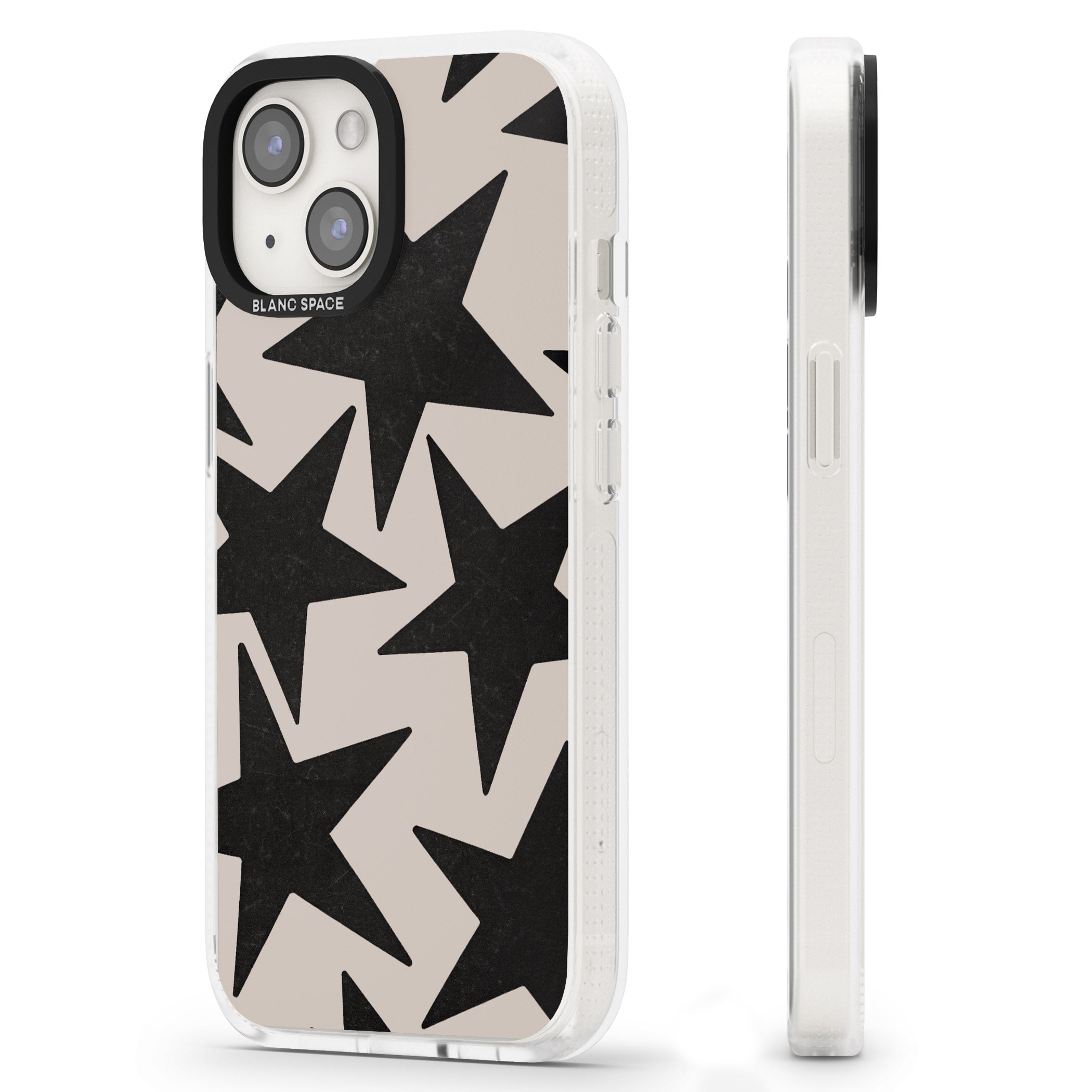 Black Superstars iPhone 15 / 14 / 13 Clear Case Impact Air - Blanc Space