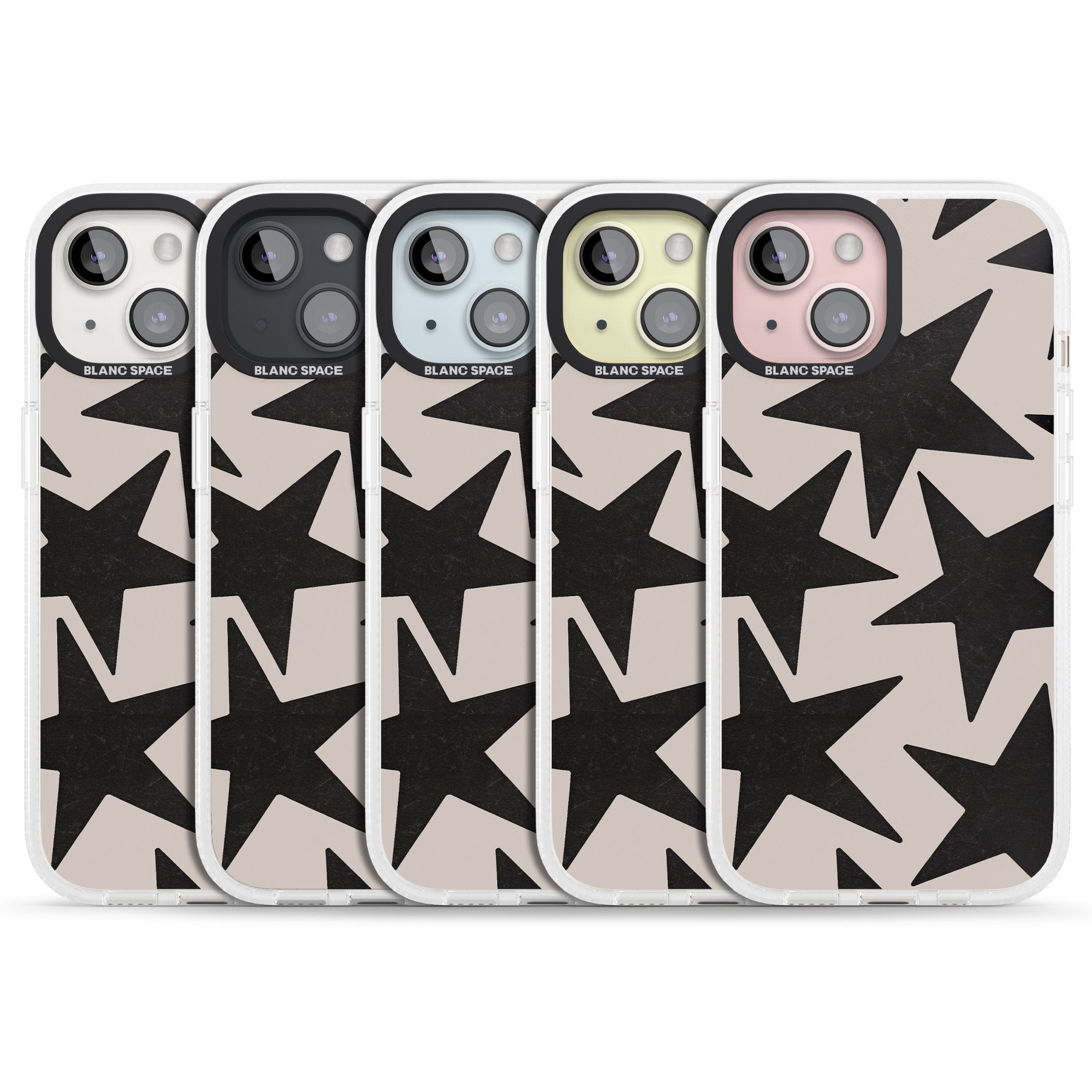 Black Superstars iPhone 15 / 14 / 13 Clear Case Impact Air - Blanc Space