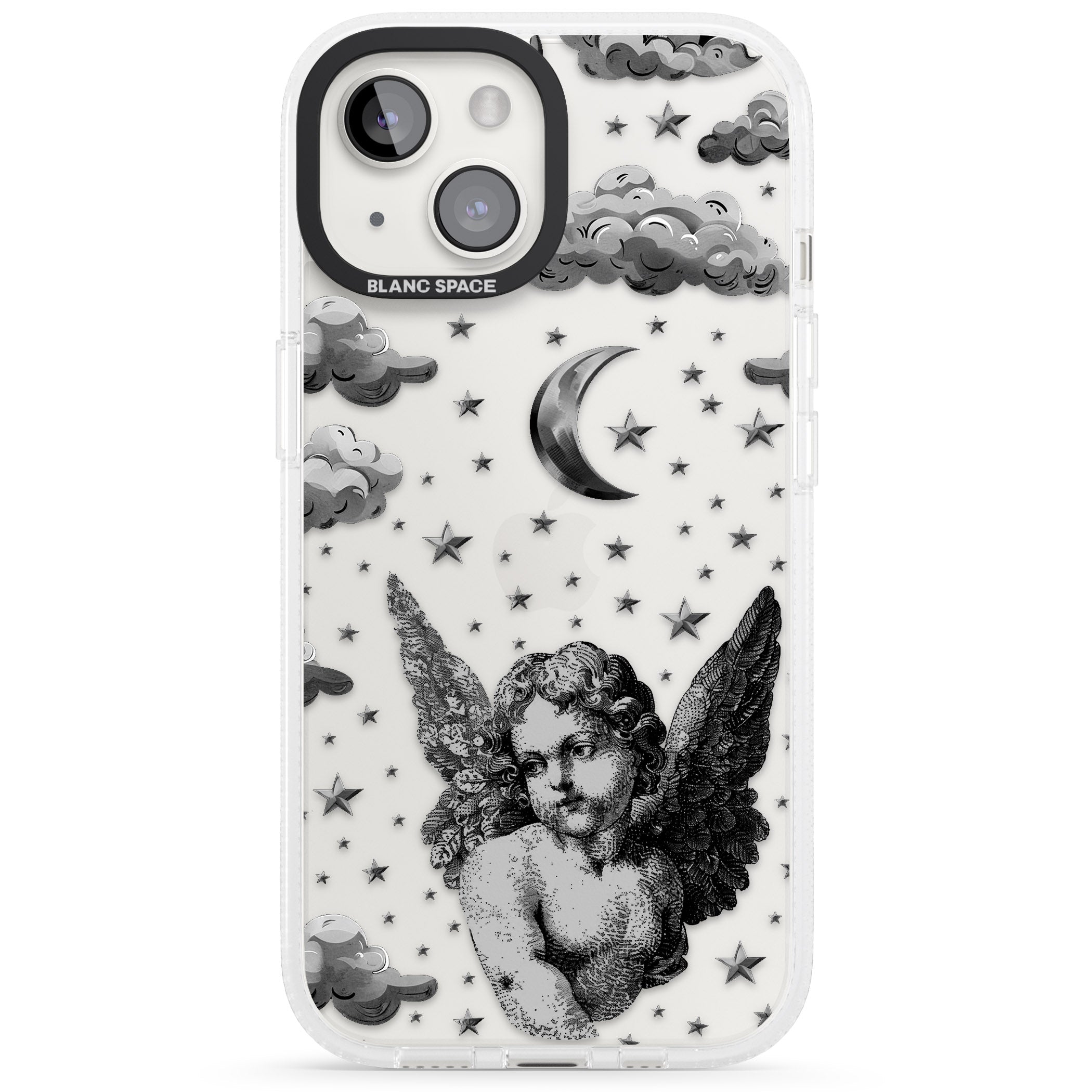 Celestial Cherub iPhone 15 / 14 / 13 Clear Case Impact Air - Blanc Space