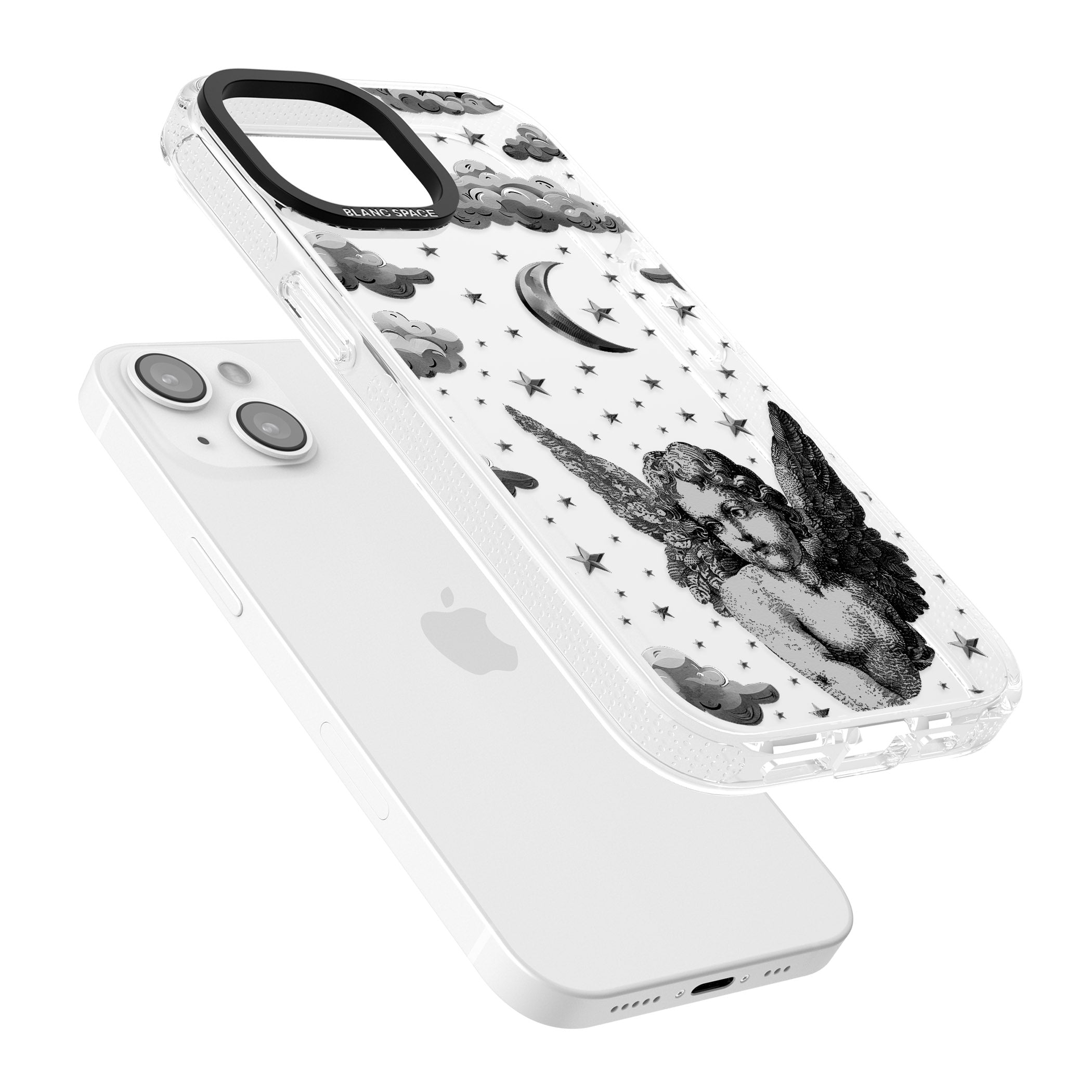 Celestial Cherub iPhone 15 / 14 / 13 Clear Case Impact Air - Blanc Space