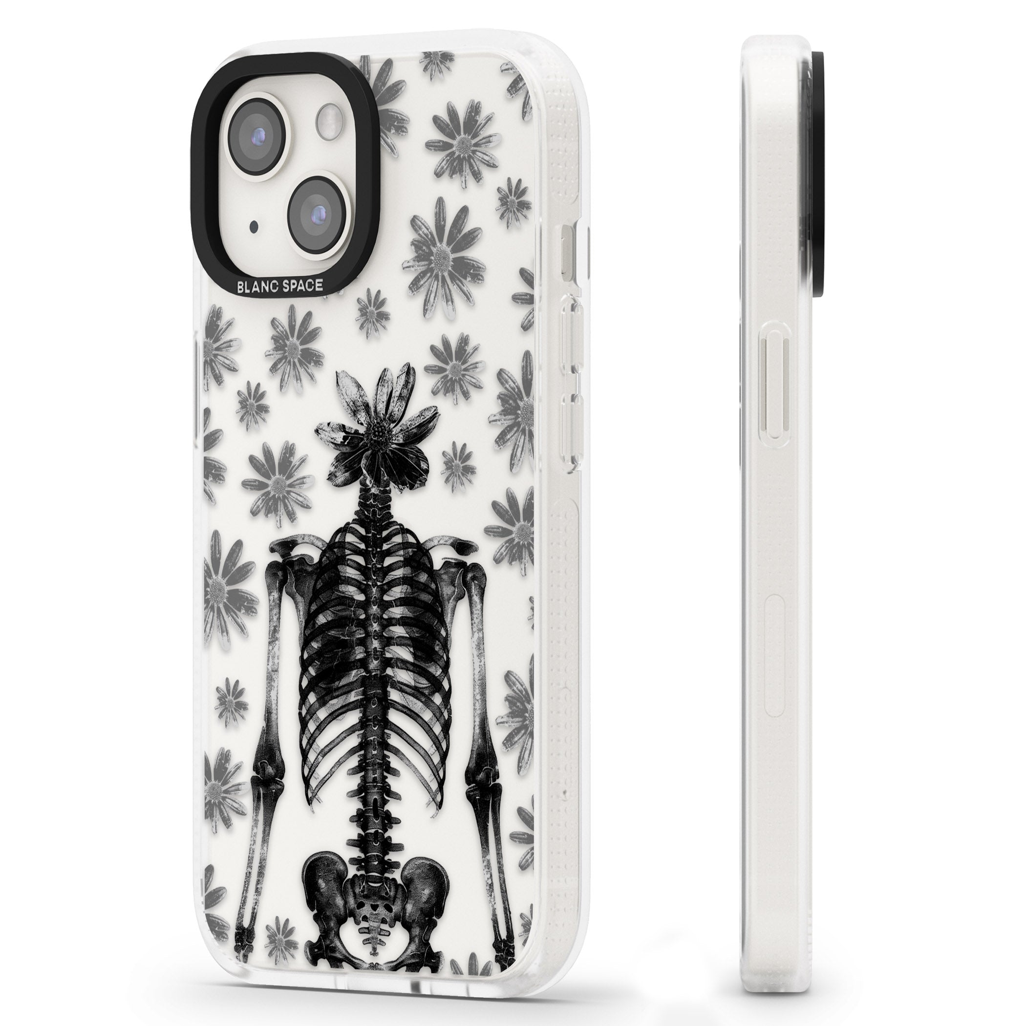 Skeleton Flower iPhone 15 / 14 / 13 Clear Case Impact Air - Blanc Space