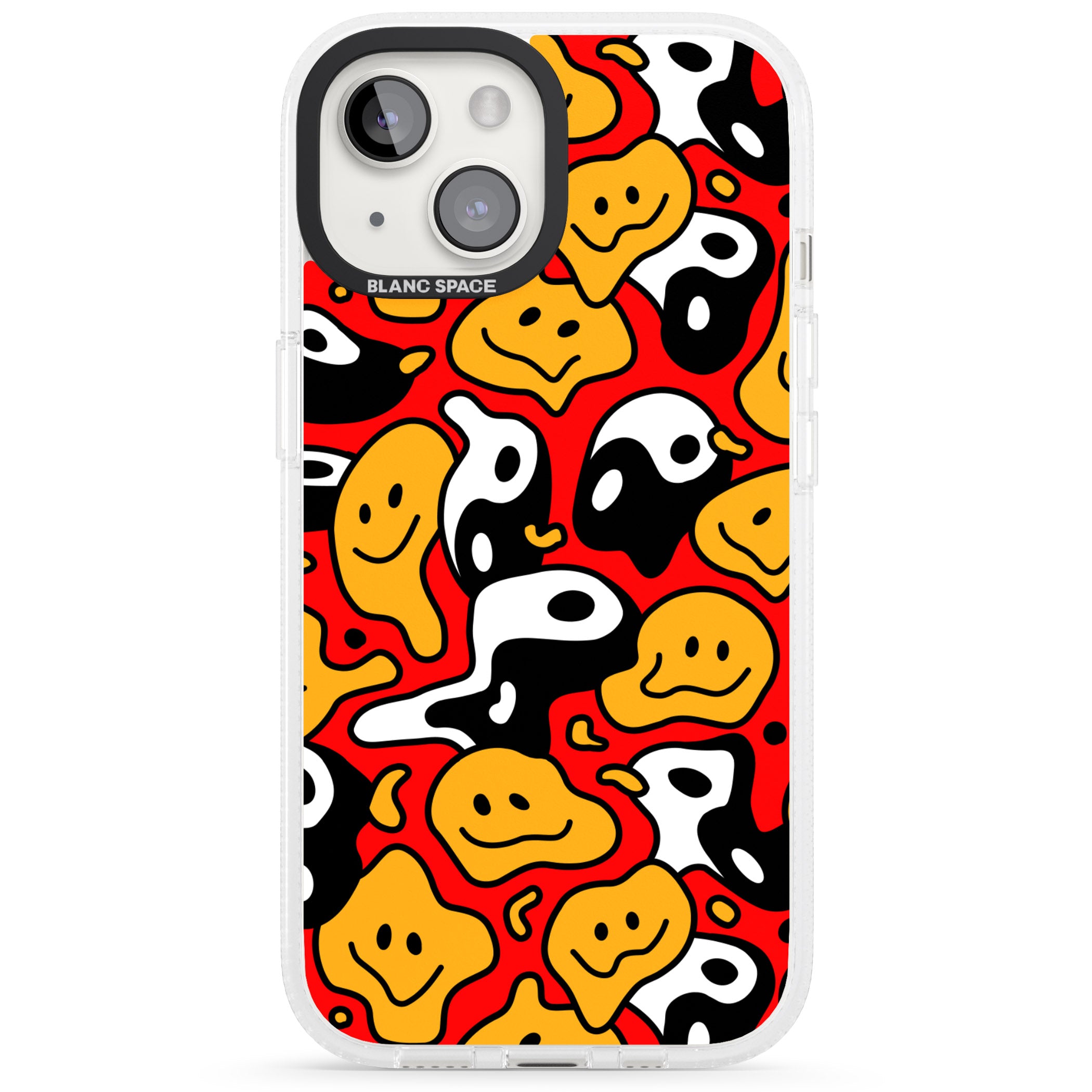 Yin Yang Acid Face iPhone 15 / 14 / 13 Clear Case Impact Air - Blanc Space