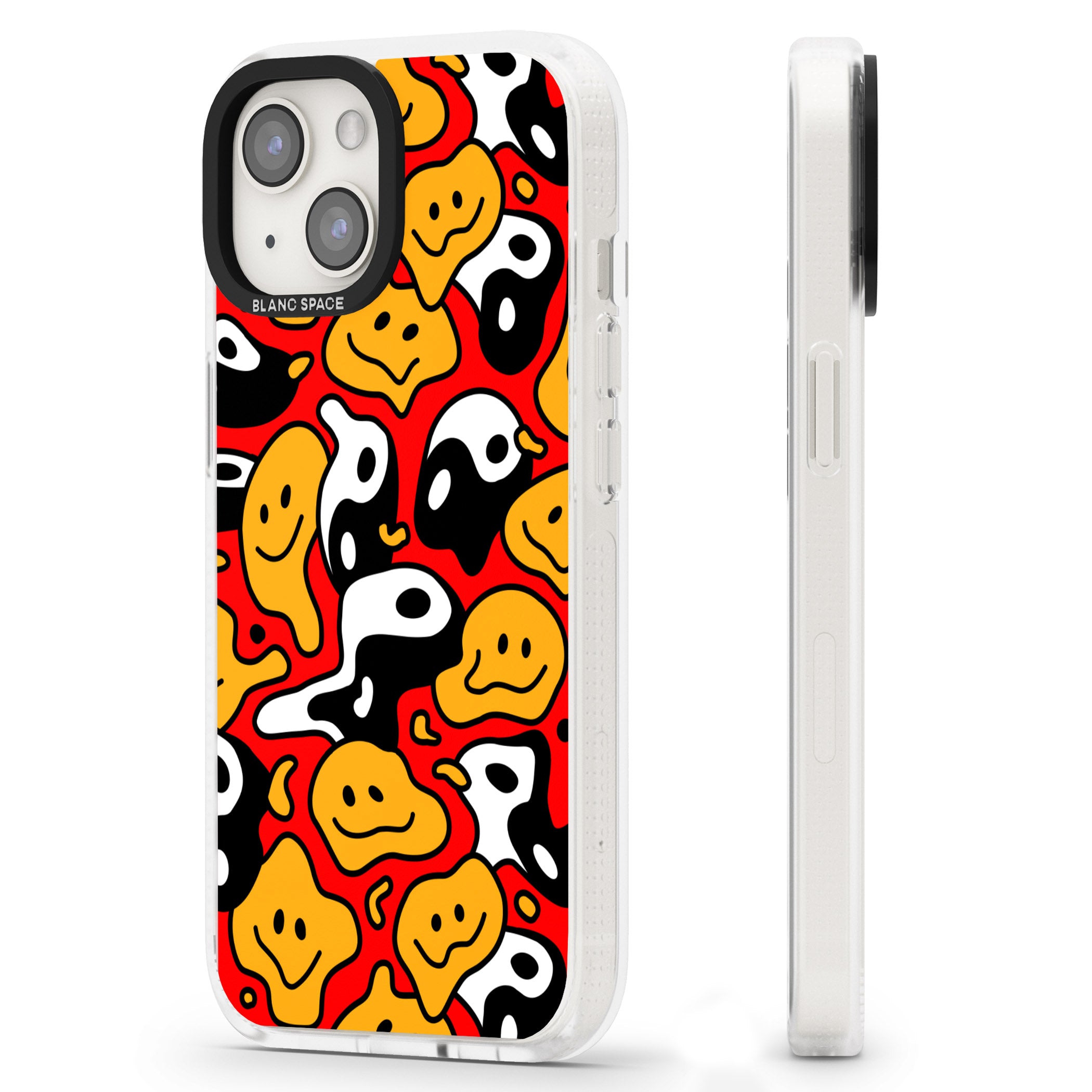 Yin Yang Acid Face iPhone 15 / 14 / 13 Clear Case Impact Air - Blanc Space