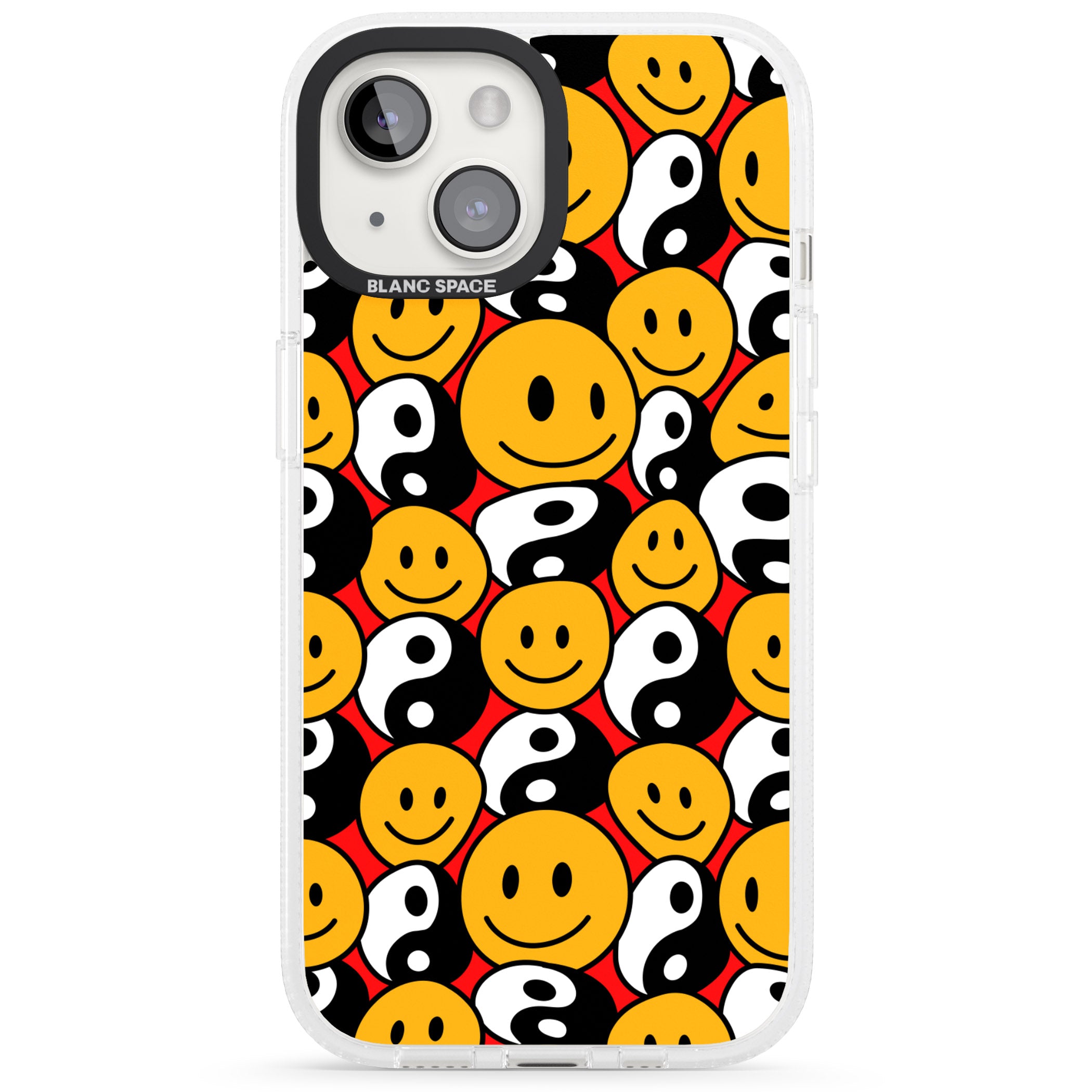 Yin Yang & Faces iPhone 15 / 14 / 13 Clear Case Impact Air - Blanc Space