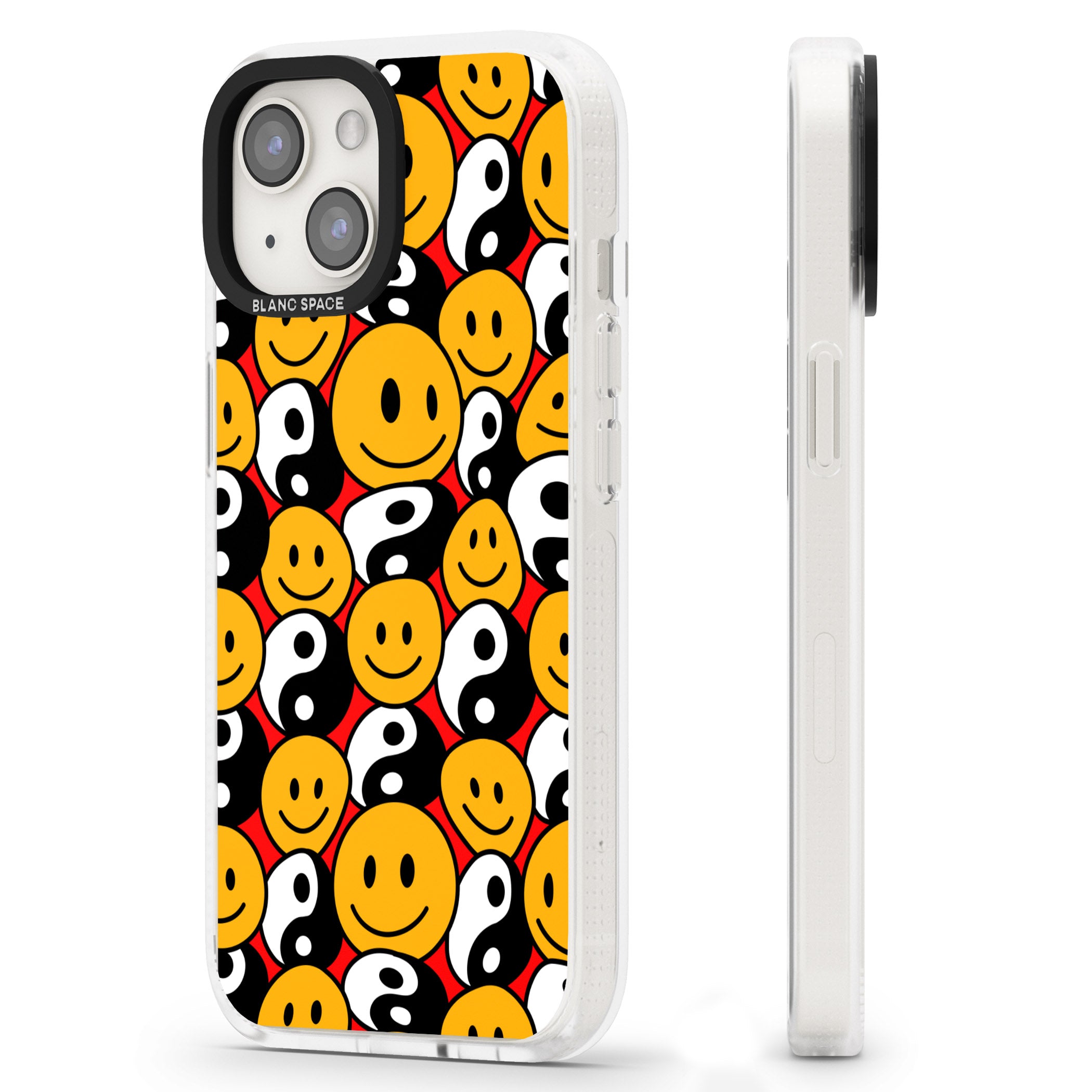 Yin Yang & Faces iPhone 15 / 14 / 13 Clear Case Impact Air - Blanc Space